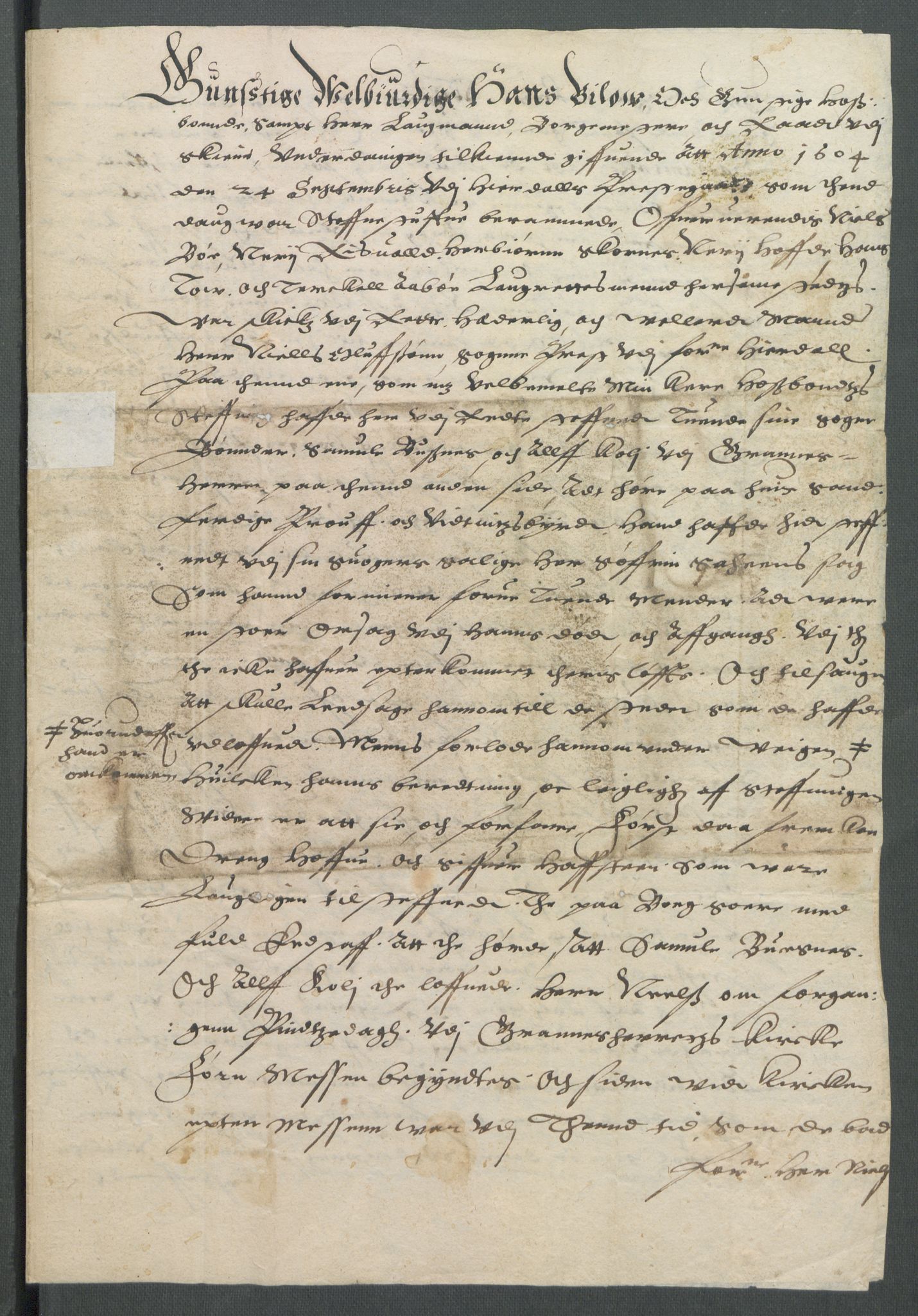 Riksarkivets diplomsamling, AV/RA-EA-5965/F02/L0113: Dokumenter, 1604, s. 58