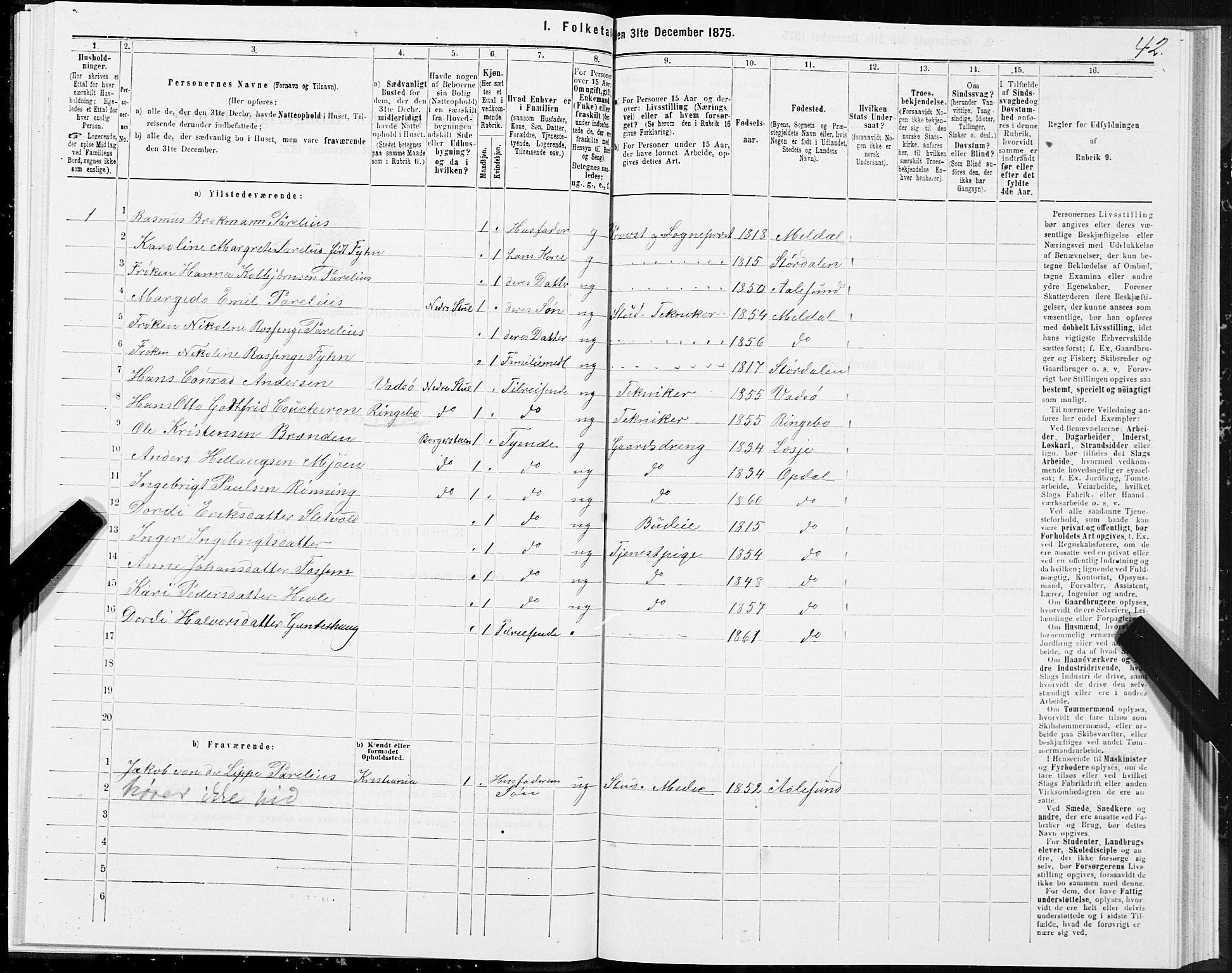 SAT, Folketelling 1875 for 1634P Oppdal prestegjeld, 1875, s. 6042