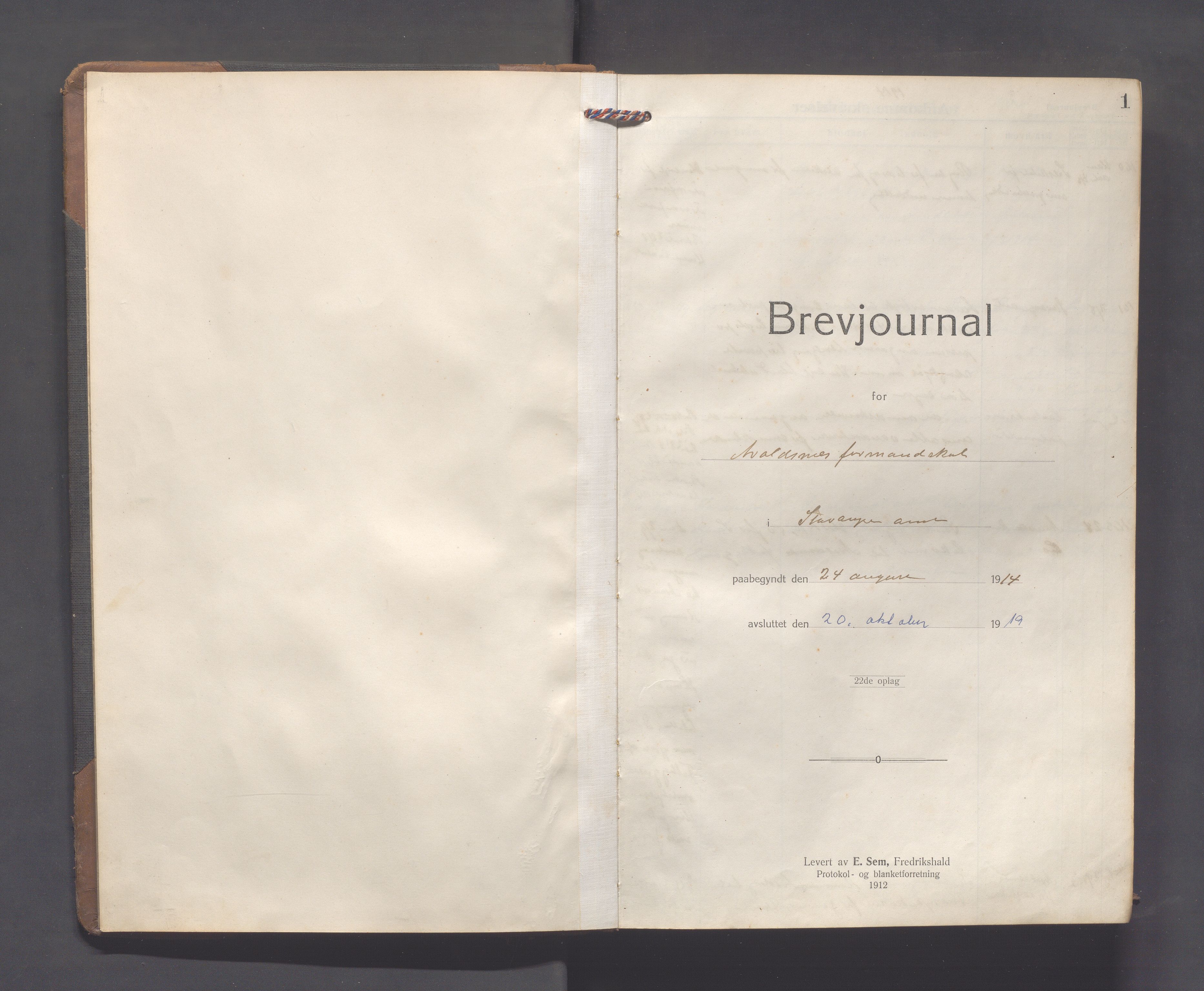 Avaldsnes kommune - Formannskapet, IKAR/K-101651/C/Ca/L0005: Journal, 1914-1919, s. 1