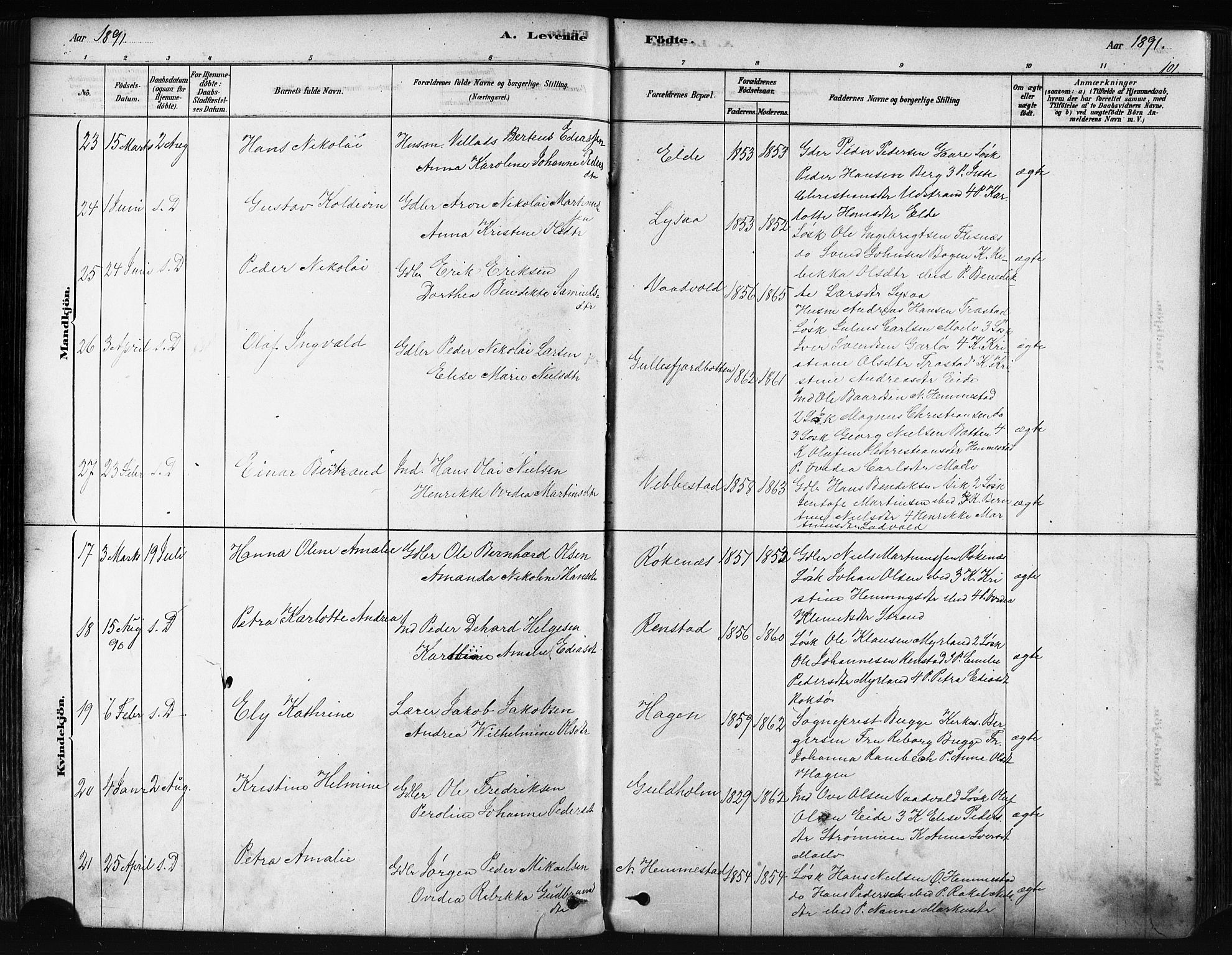 Kvæfjord sokneprestkontor, AV/SATØ-S-1323/G/Ga/Gaa/L0005kirke: Ministerialbok nr. 5, 1878-1894, s. 101