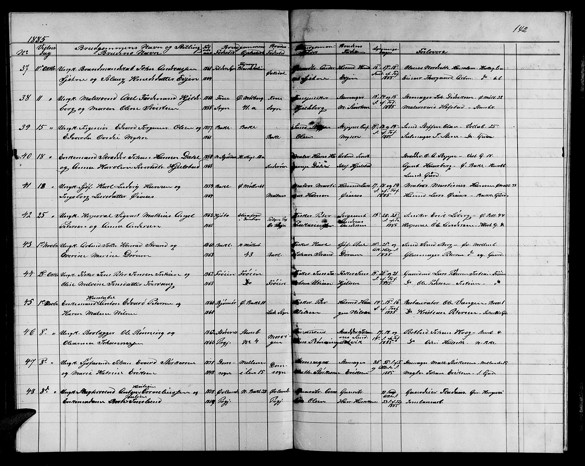 Ministerialprotokoller, klokkerbøker og fødselsregistre - Sør-Trøndelag, SAT/A-1456/604/L0221: Klokkerbok nr. 604C04, 1870-1885, s. 142