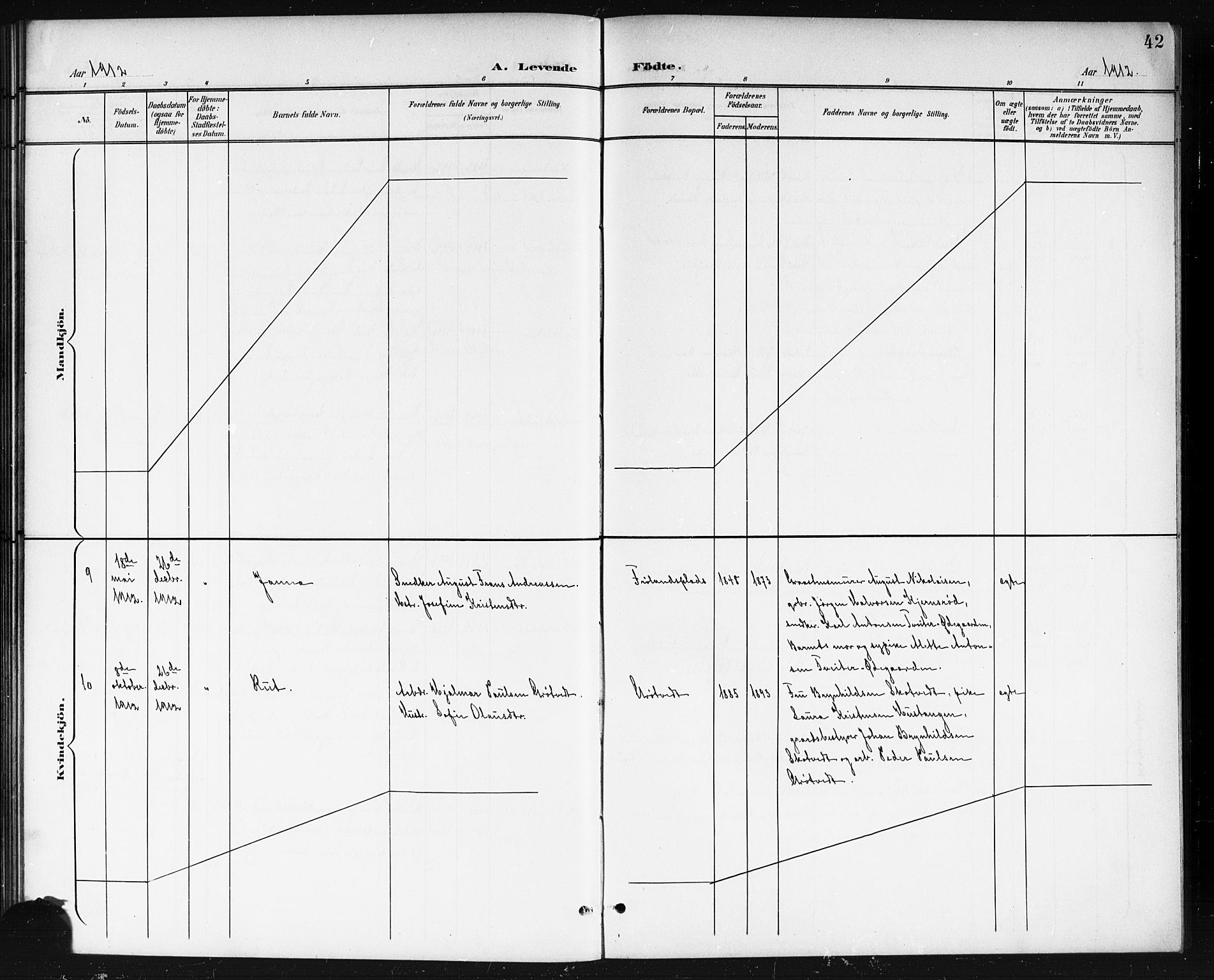 Våler prestekontor Kirkebøker, AV/SAO-A-11083/G/Gb/L0001: Klokkerbok nr. II 1, 1901-1916, s. 42