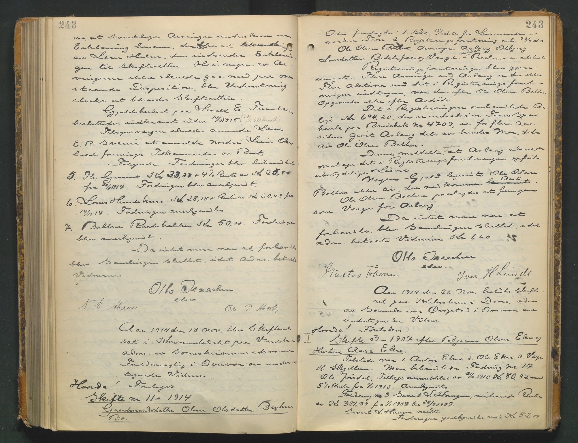 Nord-Gudbrandsdal tingrett, AV/SAH-TING-002/J/Jc/L0005: Skifteforhandlingsprotokoll, 1907-1916, s. 243