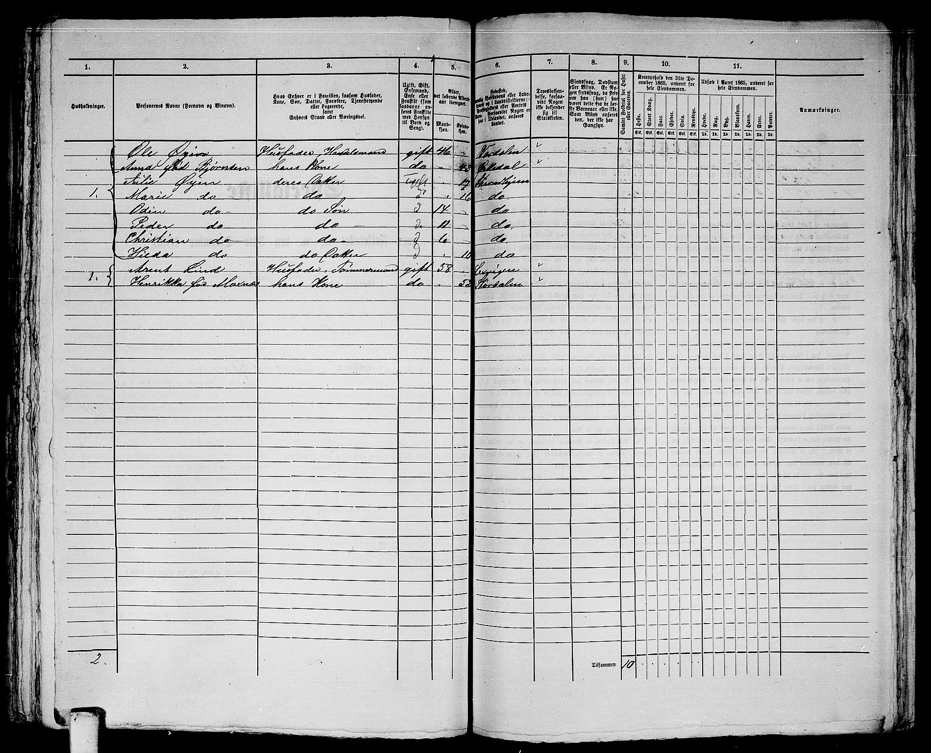 RA, Folketelling 1865 for 1601 Trondheim kjøpstad, 1865, s. 424