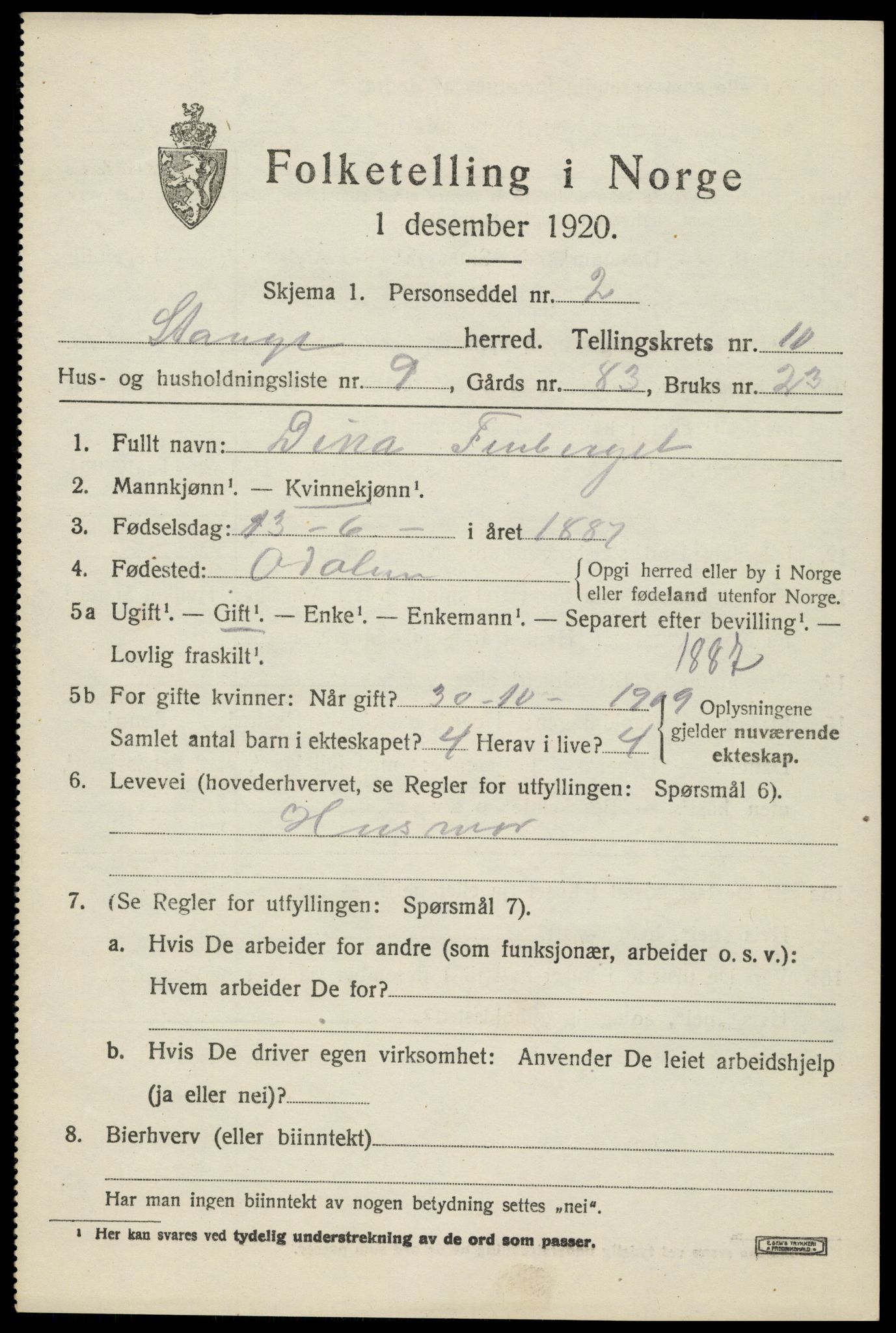 SAH, Folketelling 1920 for 0417 Stange herred, 1920, s. 15957