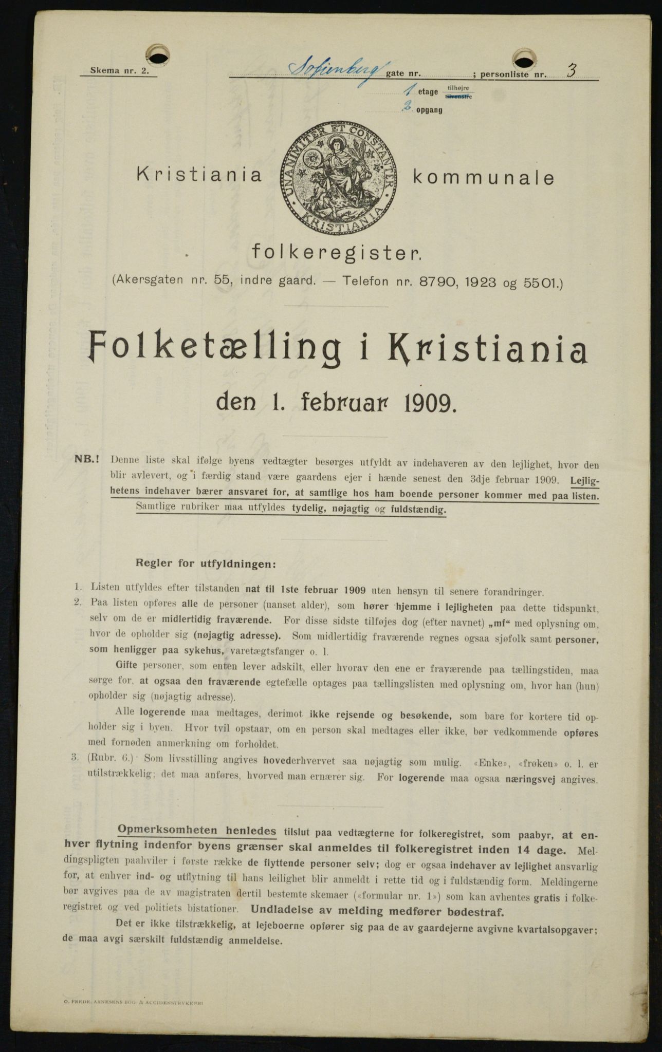 OBA, Kommunal folketelling 1.2.1909 for Kristiania kjøpstad, 1909, s. 88966