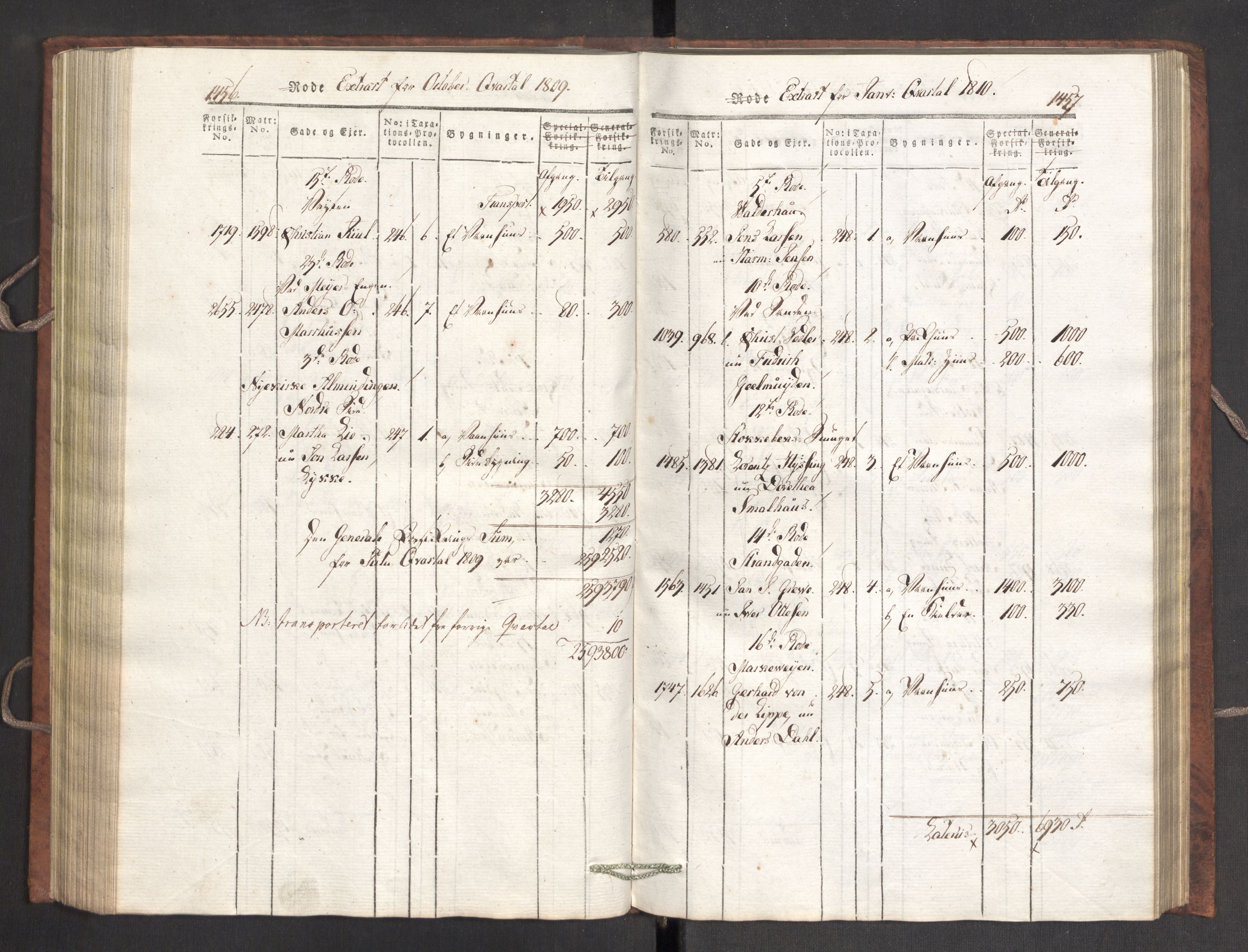 Kommersekollegiet, Brannforsikringskontoret 1767-1814, AV/RA-EA-5458/F/Fa/L0007/0003: Bergen / Branntakstprotokoll, 1807-1817, s. 1456-1457