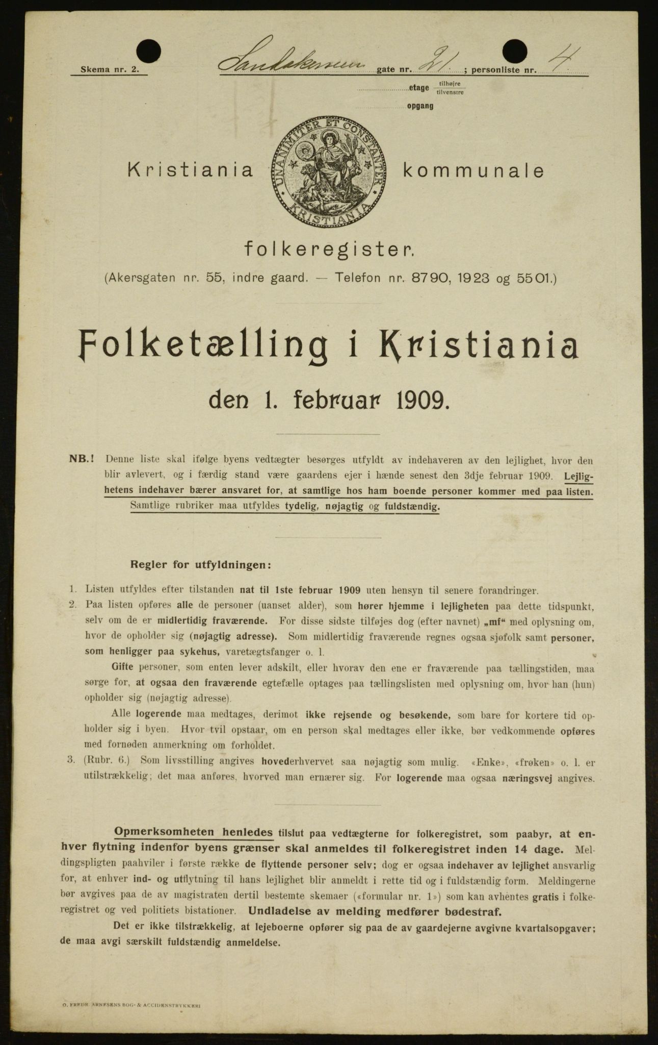 OBA, Kommunal folketelling 1.2.1909 for Kristiania kjøpstad, 1909, s. 78954