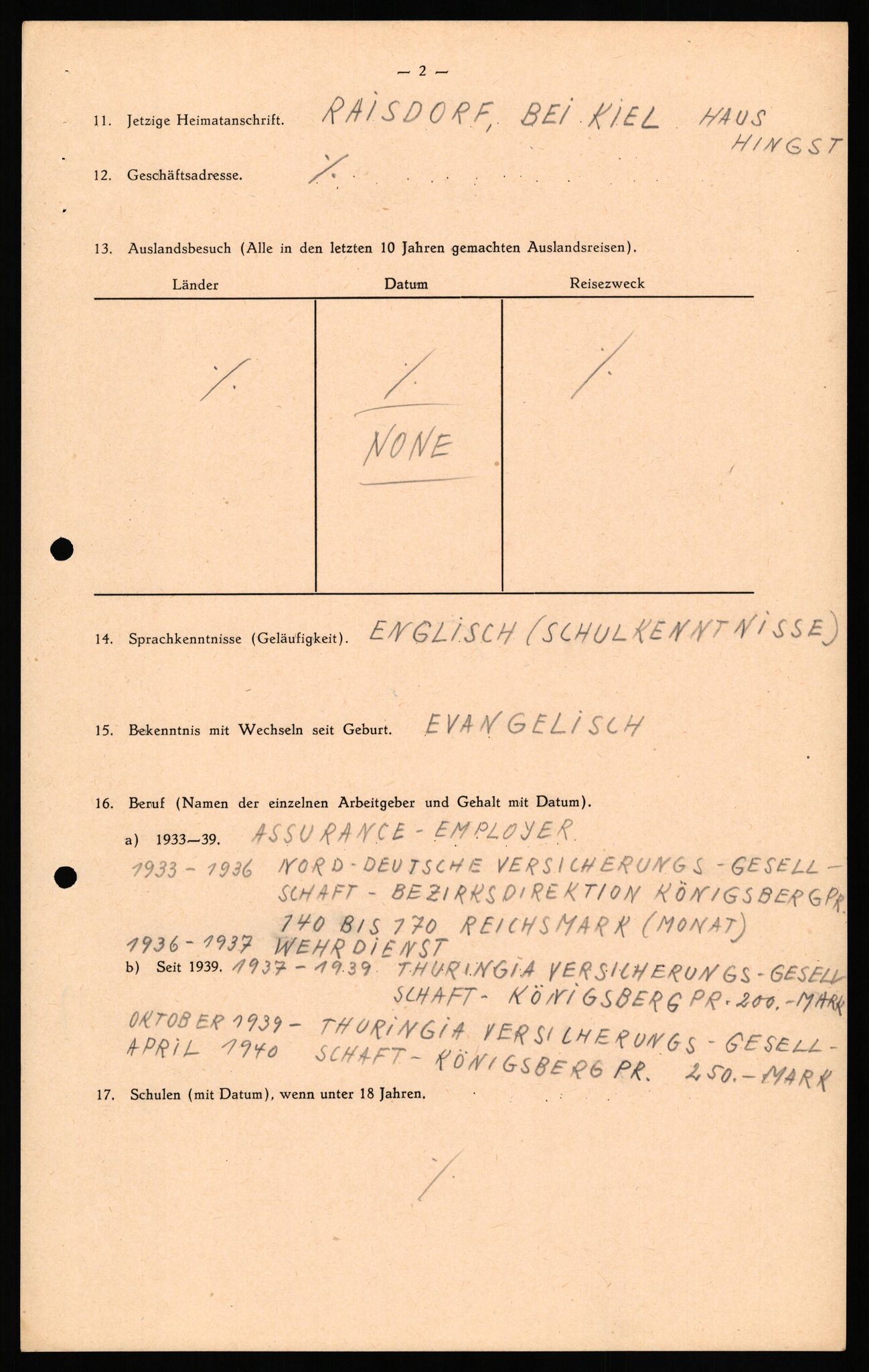 Forsvaret, Forsvarets overkommando II, AV/RA-RAFA-3915/D/Db/L0035: CI Questionaires. Tyske okkupasjonsstyrker i Norge. Tyskere., 1945-1946, s. 394