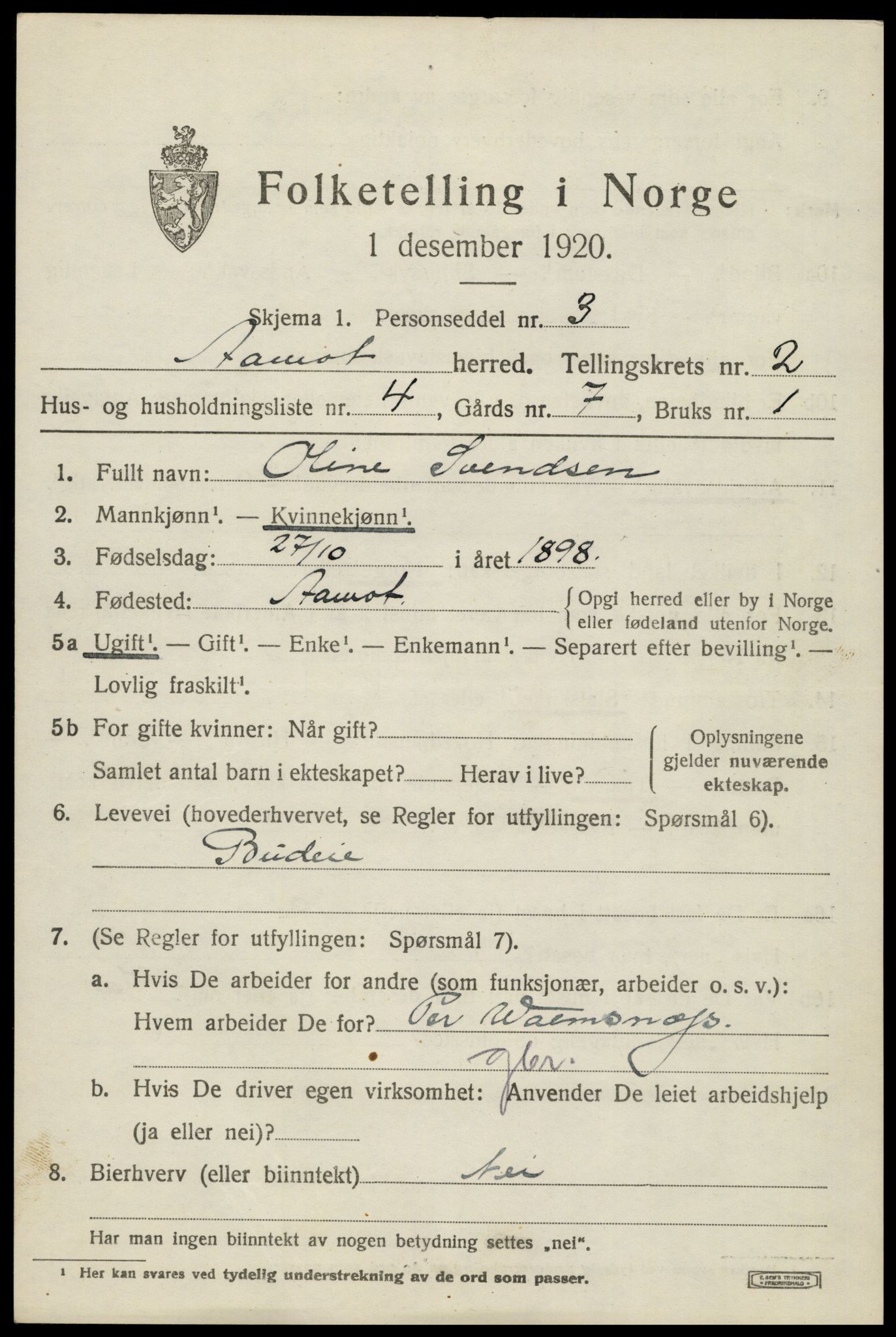 SAH, Folketelling 1920 for 0429 Åmot herred, 1920, s. 2093