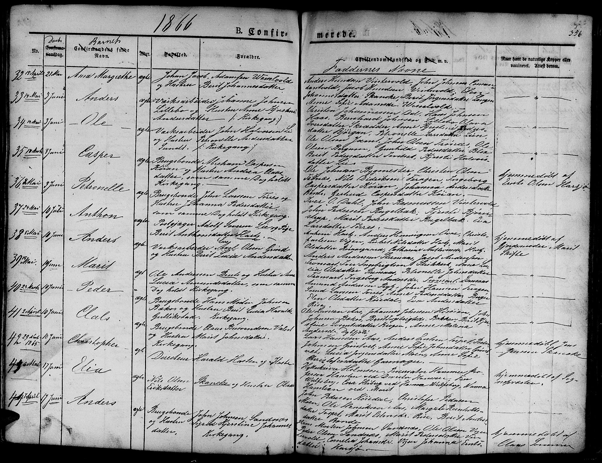 Ministerialprotokoller, klokkerbøker og fødselsregistre - Sør-Trøndelag, SAT/A-1456/681/L0938: Klokkerbok nr. 681C02, 1829-1879, s. 356