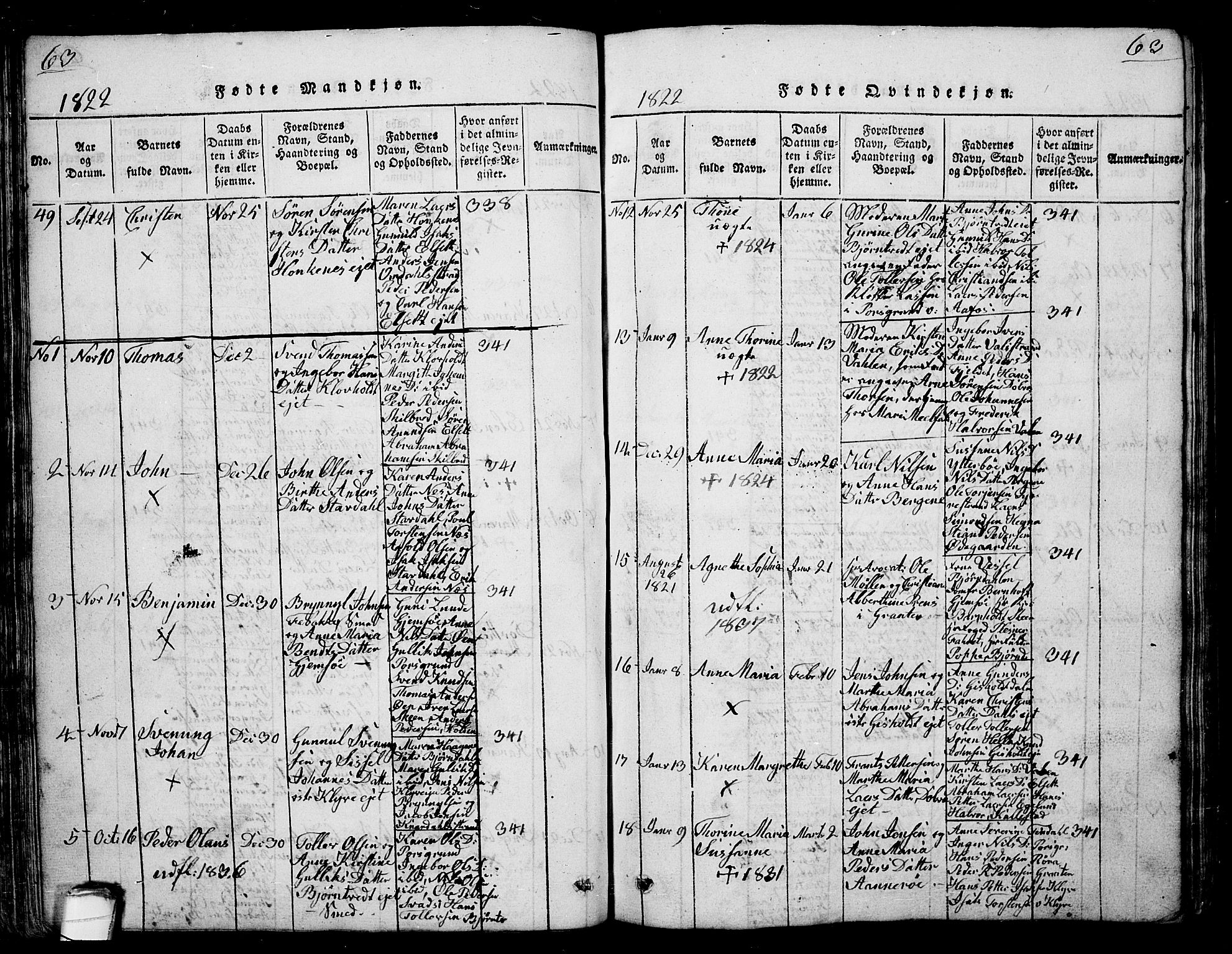 Solum kirkebøker, AV/SAKO-A-306/G/Ga/L0001: Klokkerbok nr. I 1, 1814-1833, s. 63