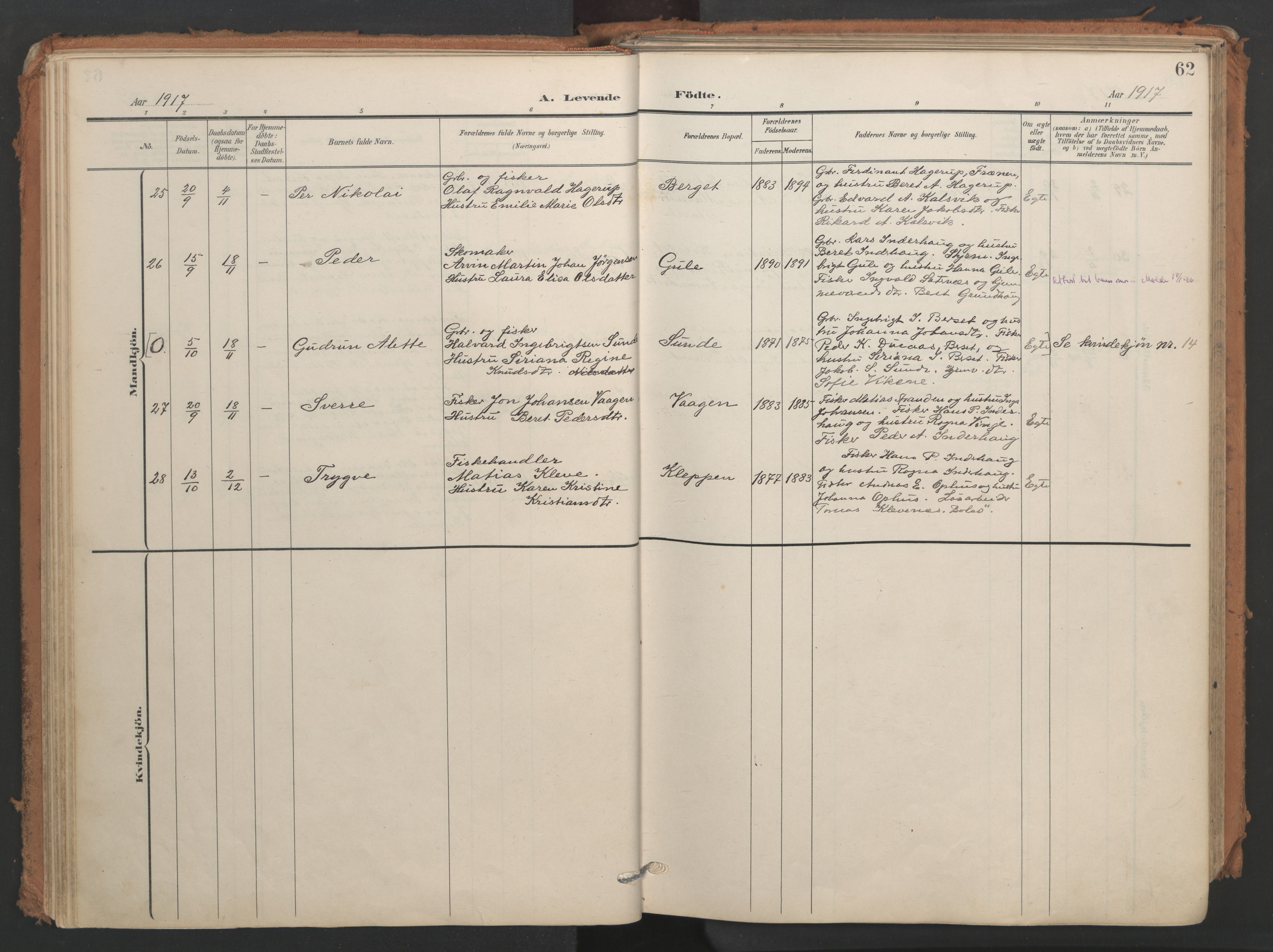 Ministerialprotokoller, klokkerbøker og fødselsregistre - Møre og Romsdal, AV/SAT-A-1454/566/L0771: Ministerialbok nr. 566A10, 1904-1929, s. 62