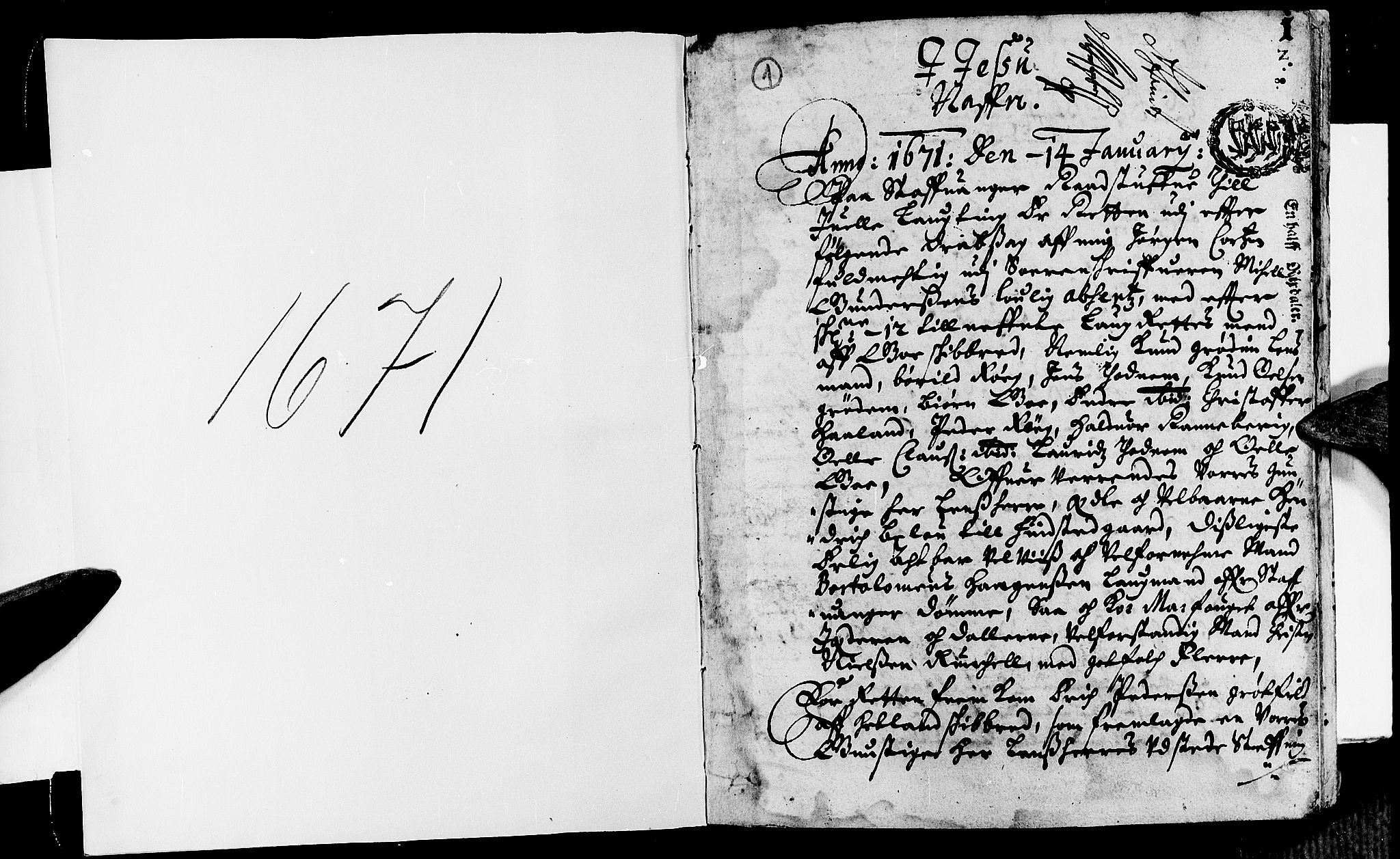 Jæren og Dalane sorenskriveri, SAST/A-100306/3/30/30BA/L0028: TINGBOK, 1671, s. 0b-1a