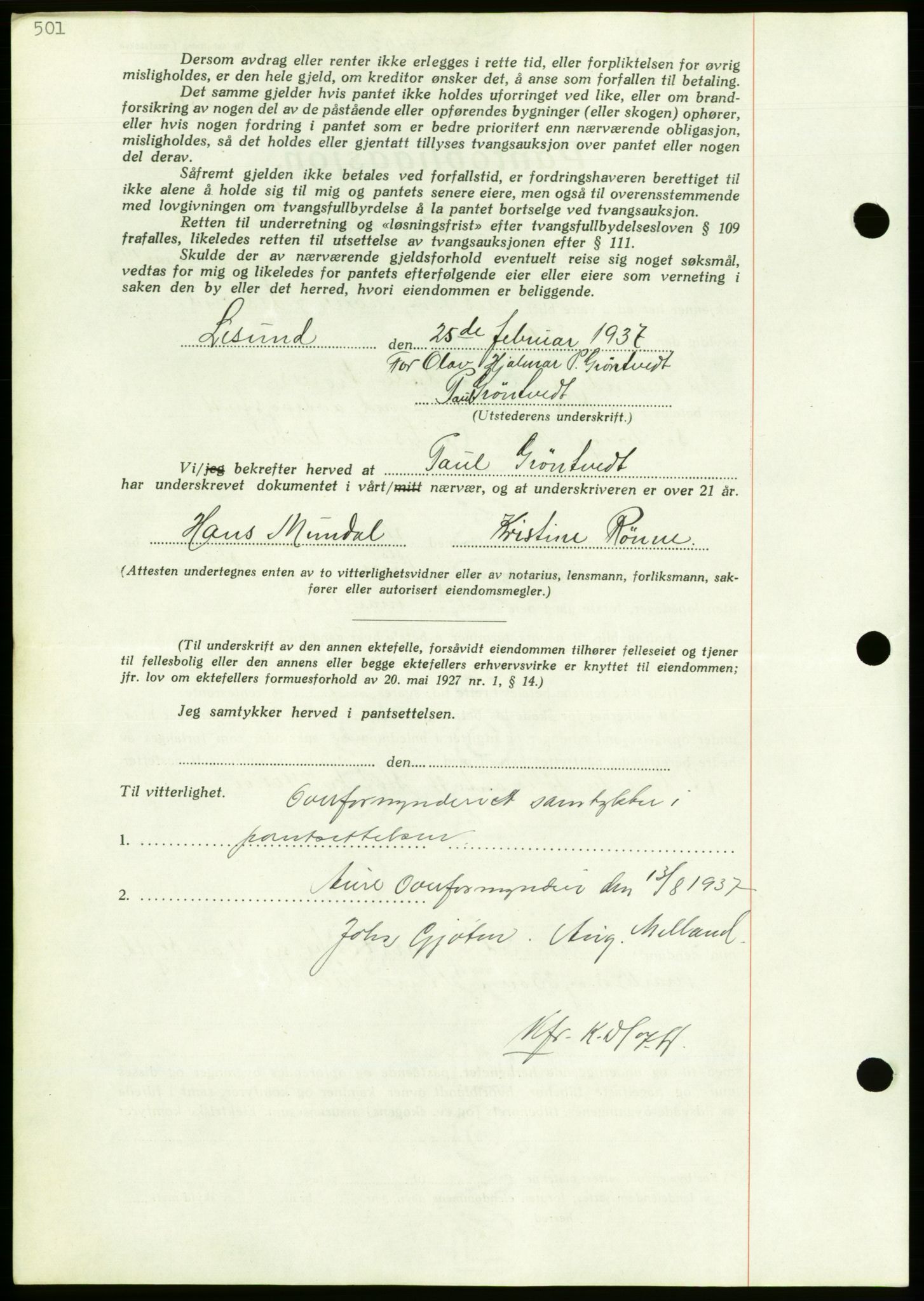 Nordmøre sorenskriveri, AV/SAT-A-4132/1/2/2Ca/L0092: Pantebok nr. B82, 1937-1938, Dagboknr: 3152/1937