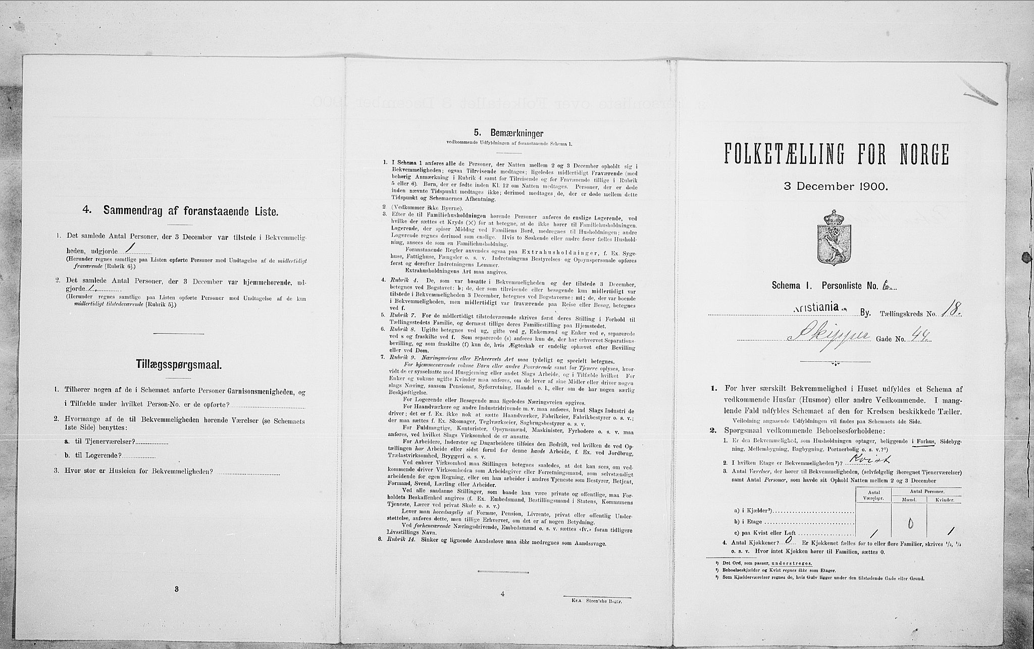 SAO, Folketelling 1900 for 0301 Kristiania kjøpstad, 1900, s. 85176