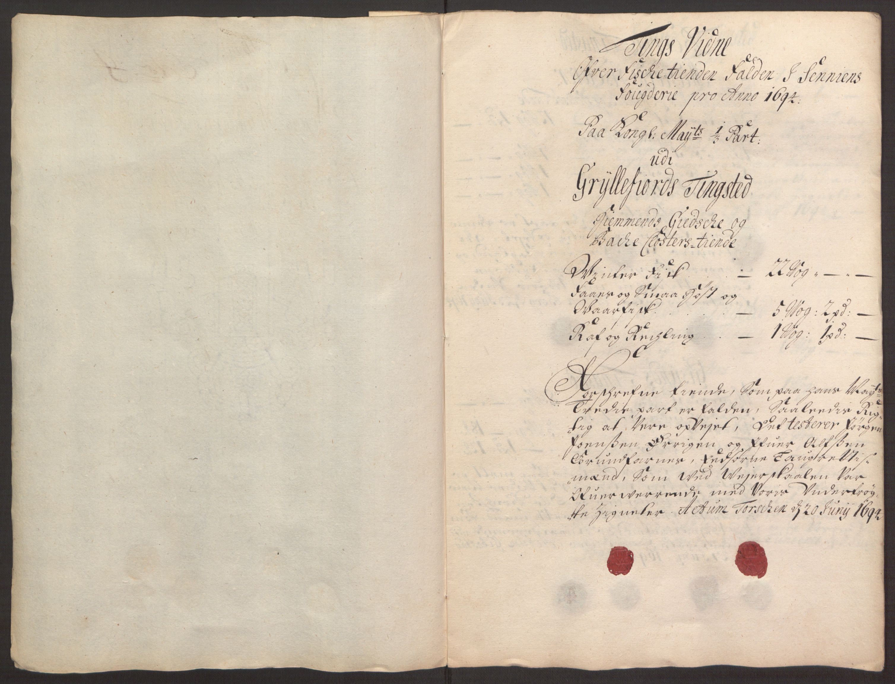 Rentekammeret inntil 1814, Reviderte regnskaper, Fogderegnskap, AV/RA-EA-4092/R68/L4753: Fogderegnskap Senja og Troms, 1694-1696, s. 120