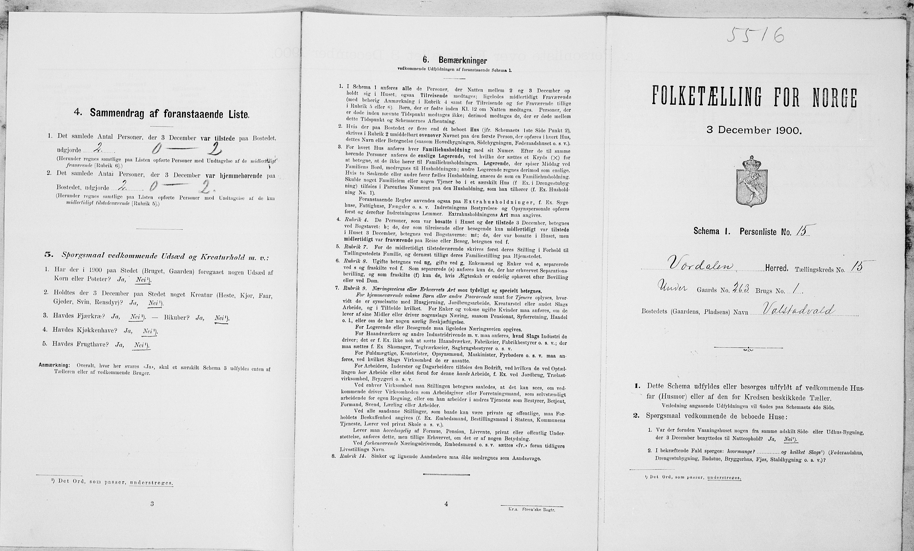 SAT, Folketelling 1900 for 1721 Verdal herred, 1900, s. 1911