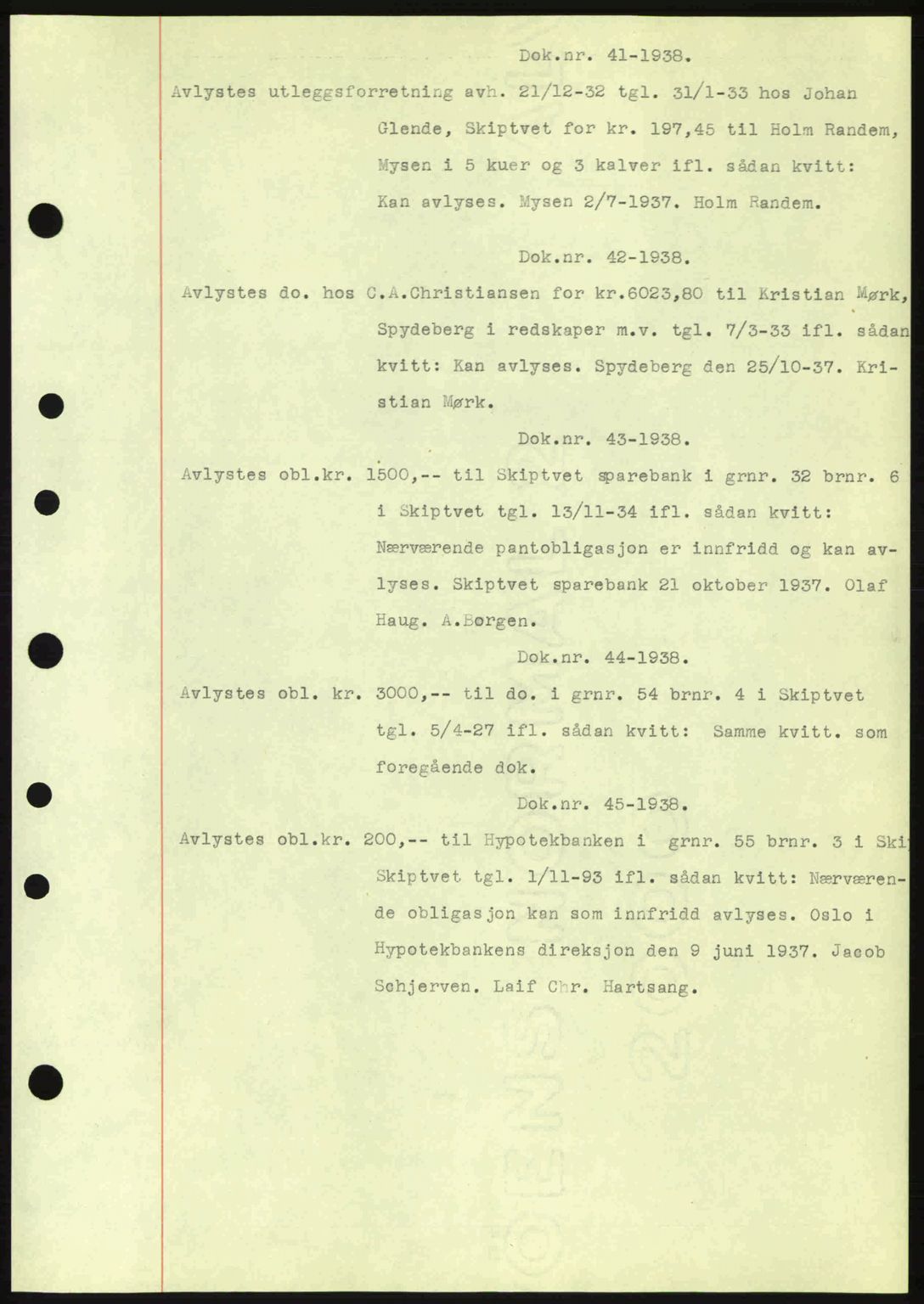 Moss sorenskriveri, SAO/A-10168: Pantebok nr. B4, 1937-1938, Dagboknr: 41/1938