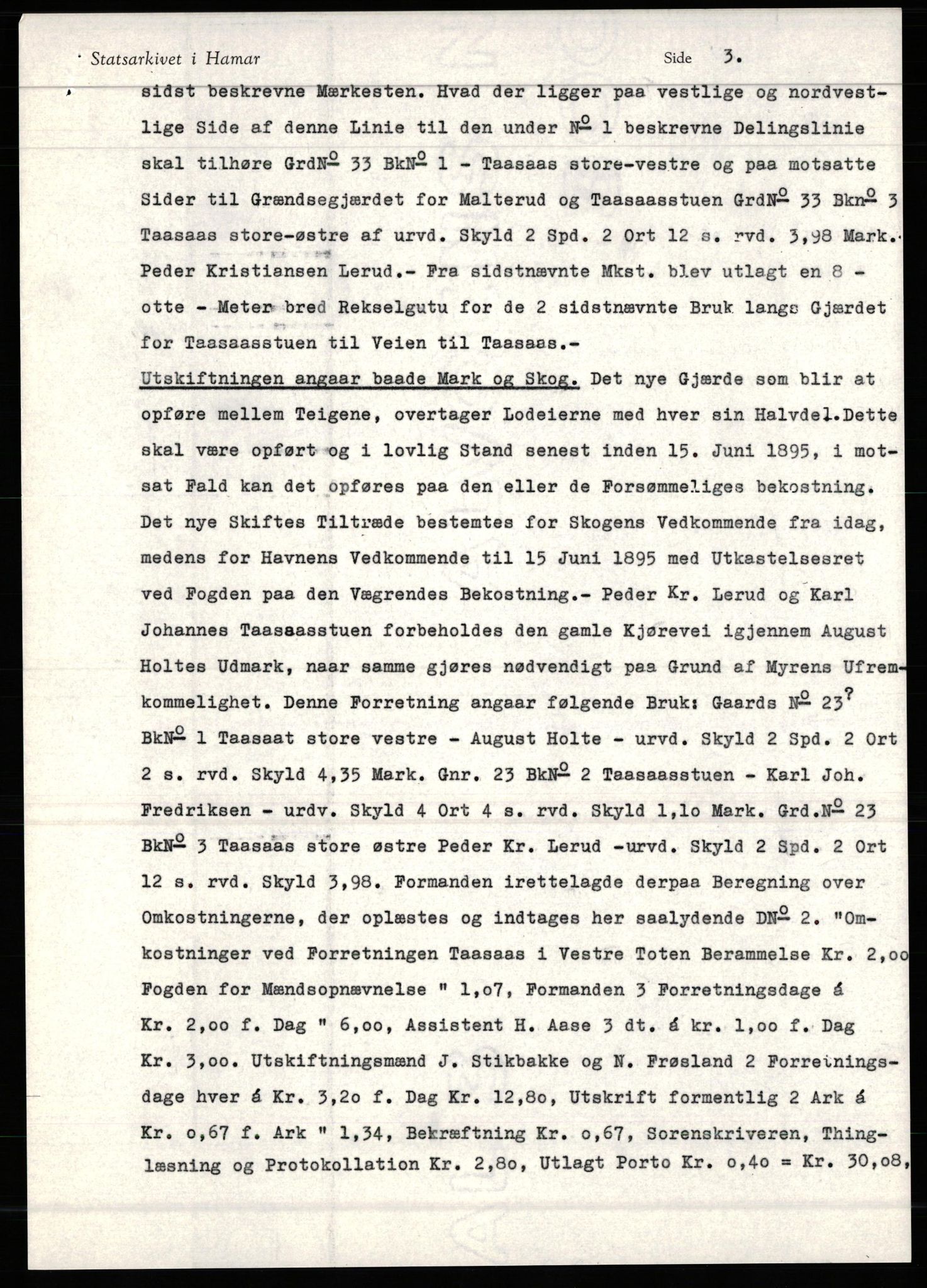 Avskriftssamlingen ved Statsarkivet i Hamar, AV/SAH-AVSKRIFT-001/H/Hf/Hfa/Hfaa/L0016: Pantebok 16=P for Toten, Vardal og Biri, 1894-1899