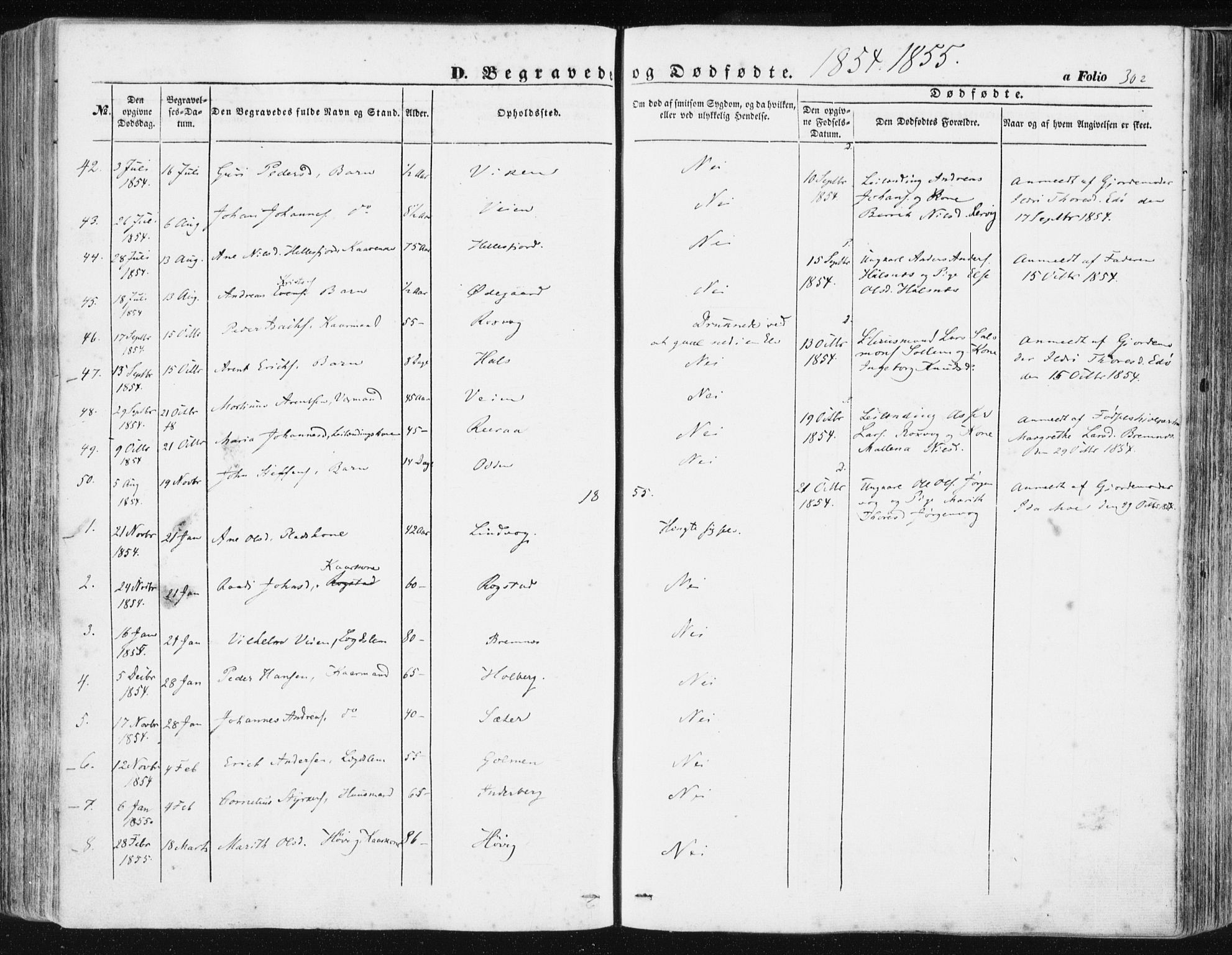 Ministerialprotokoller, klokkerbøker og fødselsregistre - Møre og Romsdal, SAT/A-1454/581/L0937: Ministerialbok nr. 581A05, 1853-1872, s. 302