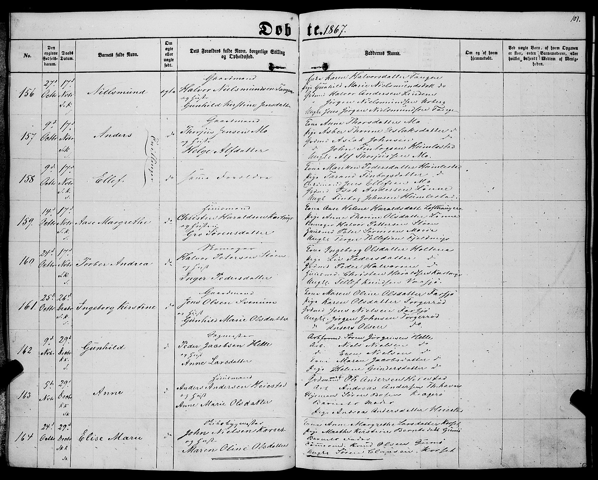 Sannidal kirkebøker, AV/SAKO-A-296/F/Fa/L0011: Ministerialbok nr. 11, 1863-1873, s. 101