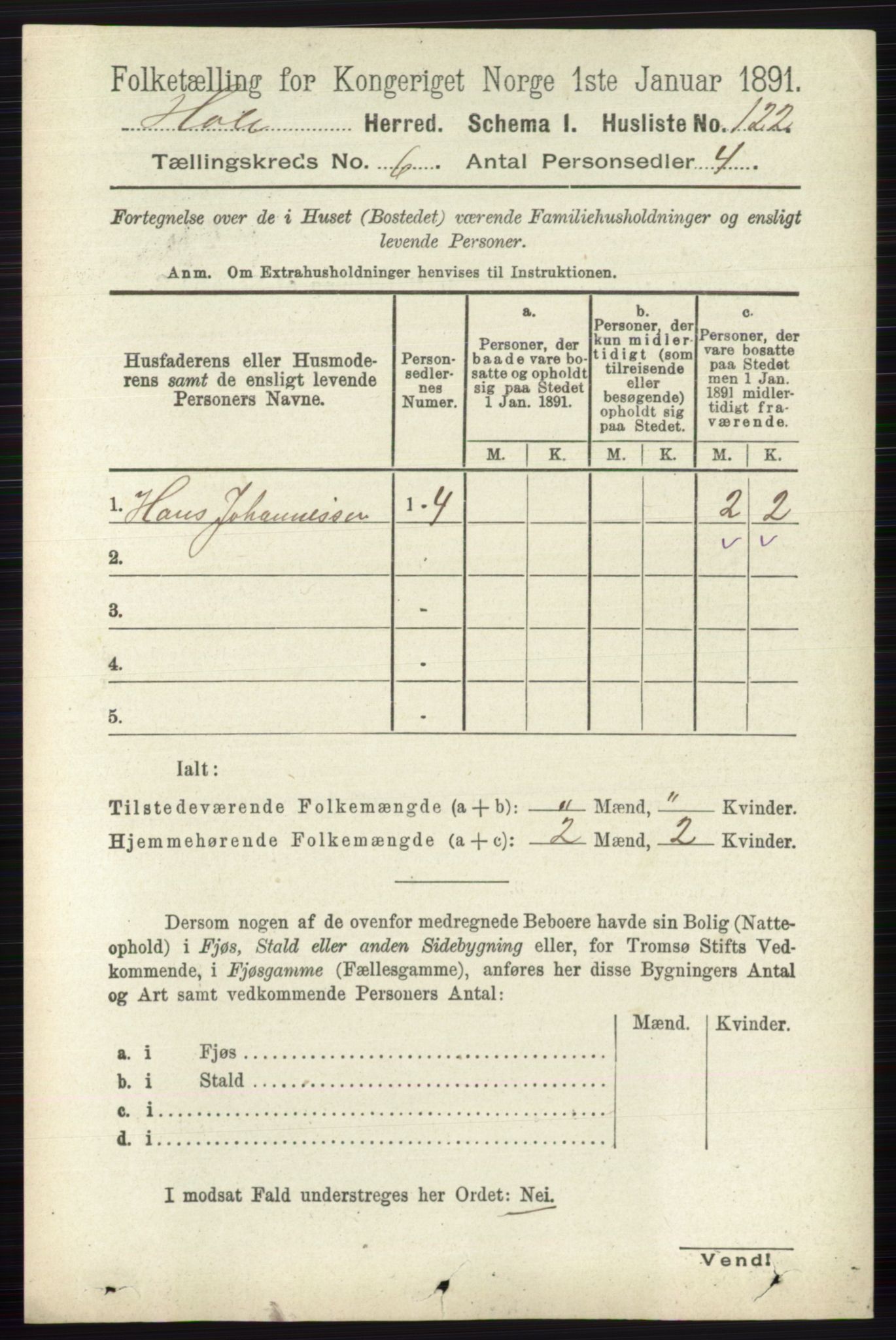 RA, Folketelling 1891 for 0612 Hole herred, 1891, s. 3099