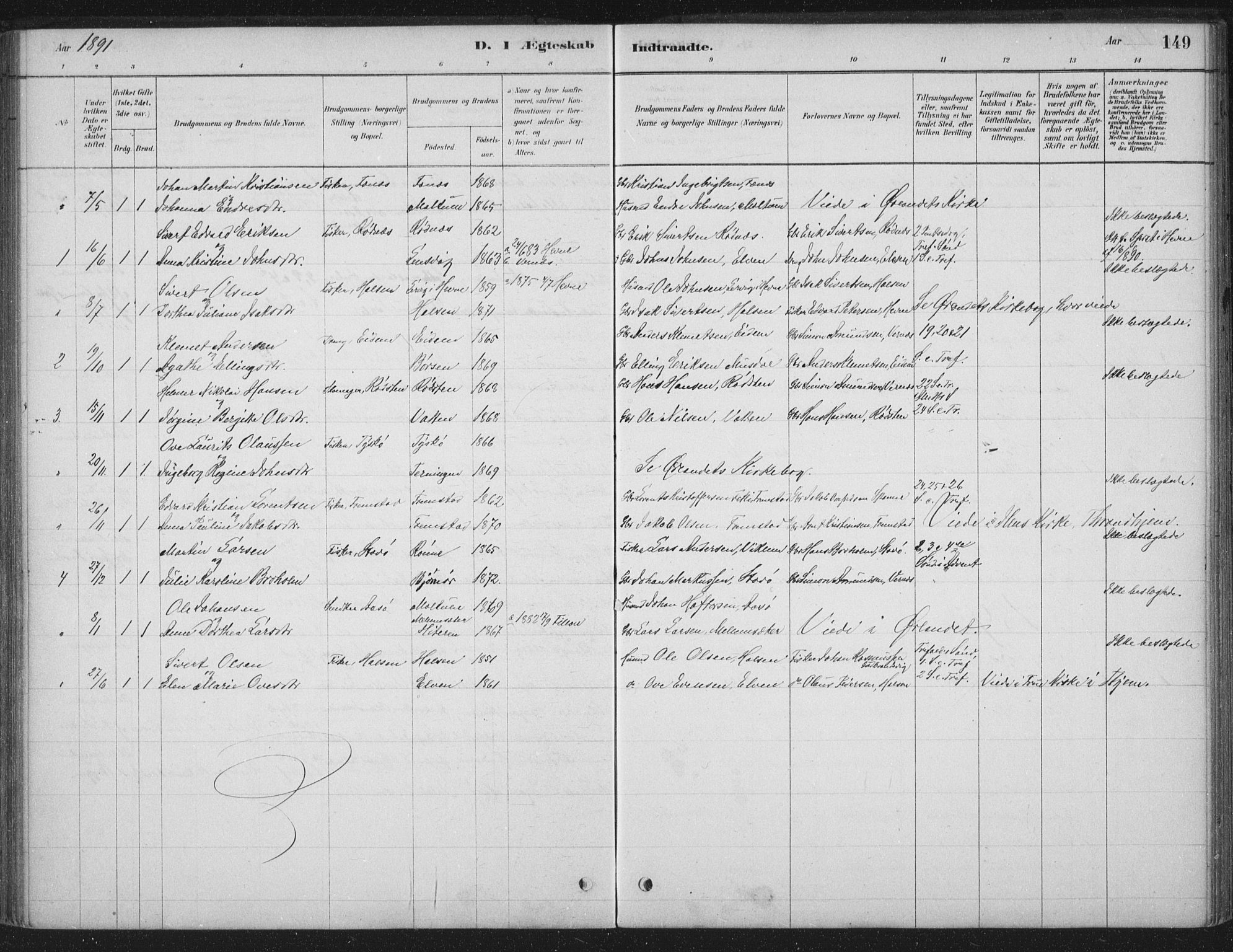 Ministerialprotokoller, klokkerbøker og fødselsregistre - Sør-Trøndelag, AV/SAT-A-1456/662/L0755: Ministerialbok nr. 662A01, 1879-1905, s. 149