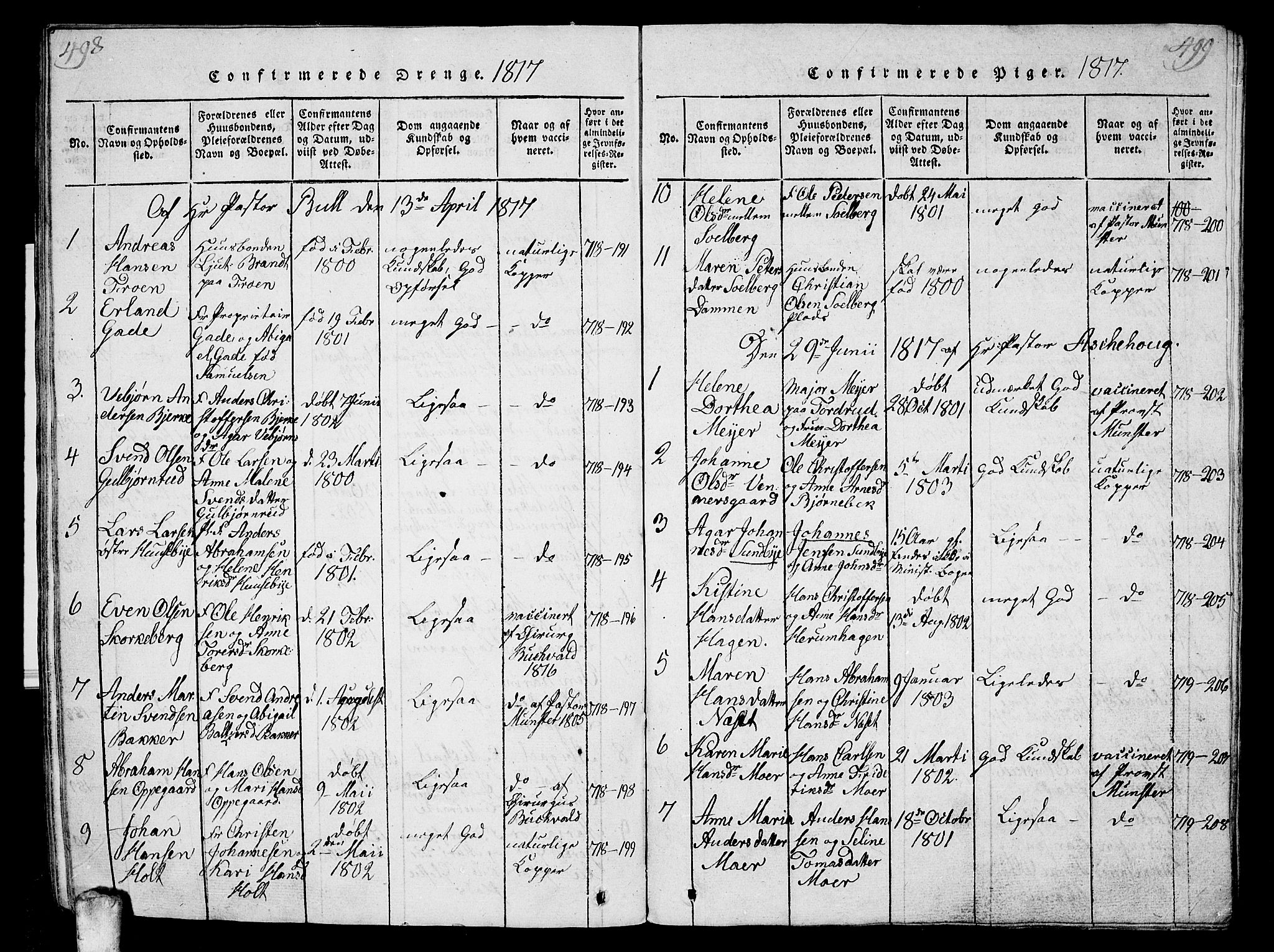 Ås prestekontor Kirkebøker, AV/SAO-A-10894/G/Ga/L0001: Klokkerbok nr. I 1, 1814-1820, s. 498-499