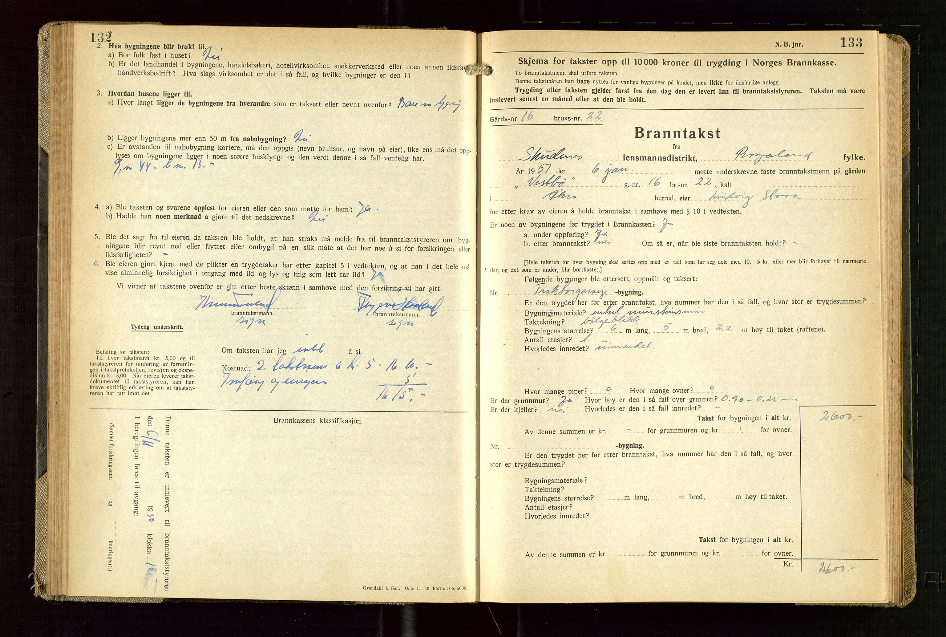 Skudenes lensmannskontor, SAST/A-100444/Gob/L0003: "Brandtakstprotokoll", 1942-1954, s. 132-133