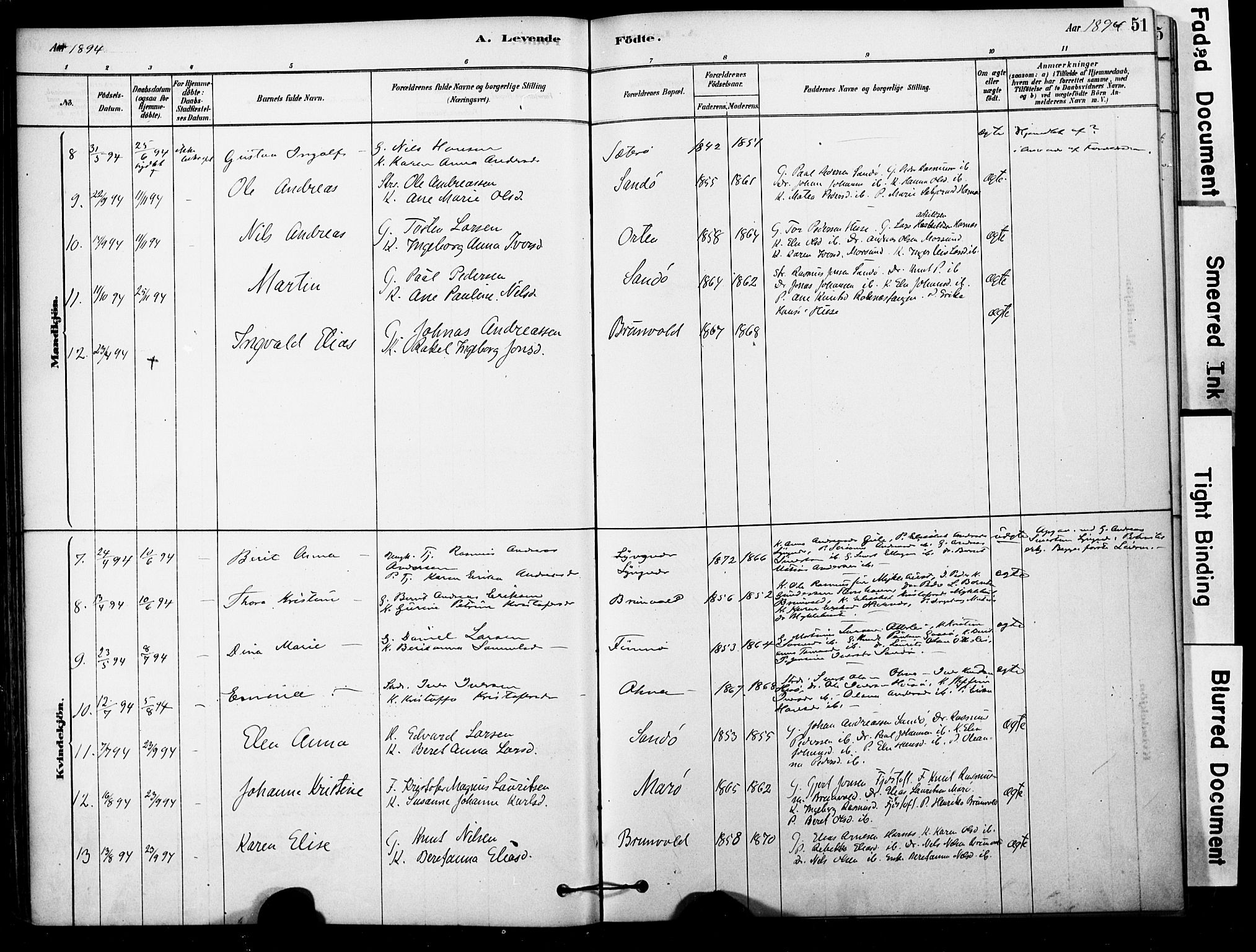 Ministerialprotokoller, klokkerbøker og fødselsregistre - Møre og Romsdal, AV/SAT-A-1454/561/L0729: Ministerialbok nr. 561A03, 1878-1900, s. 51