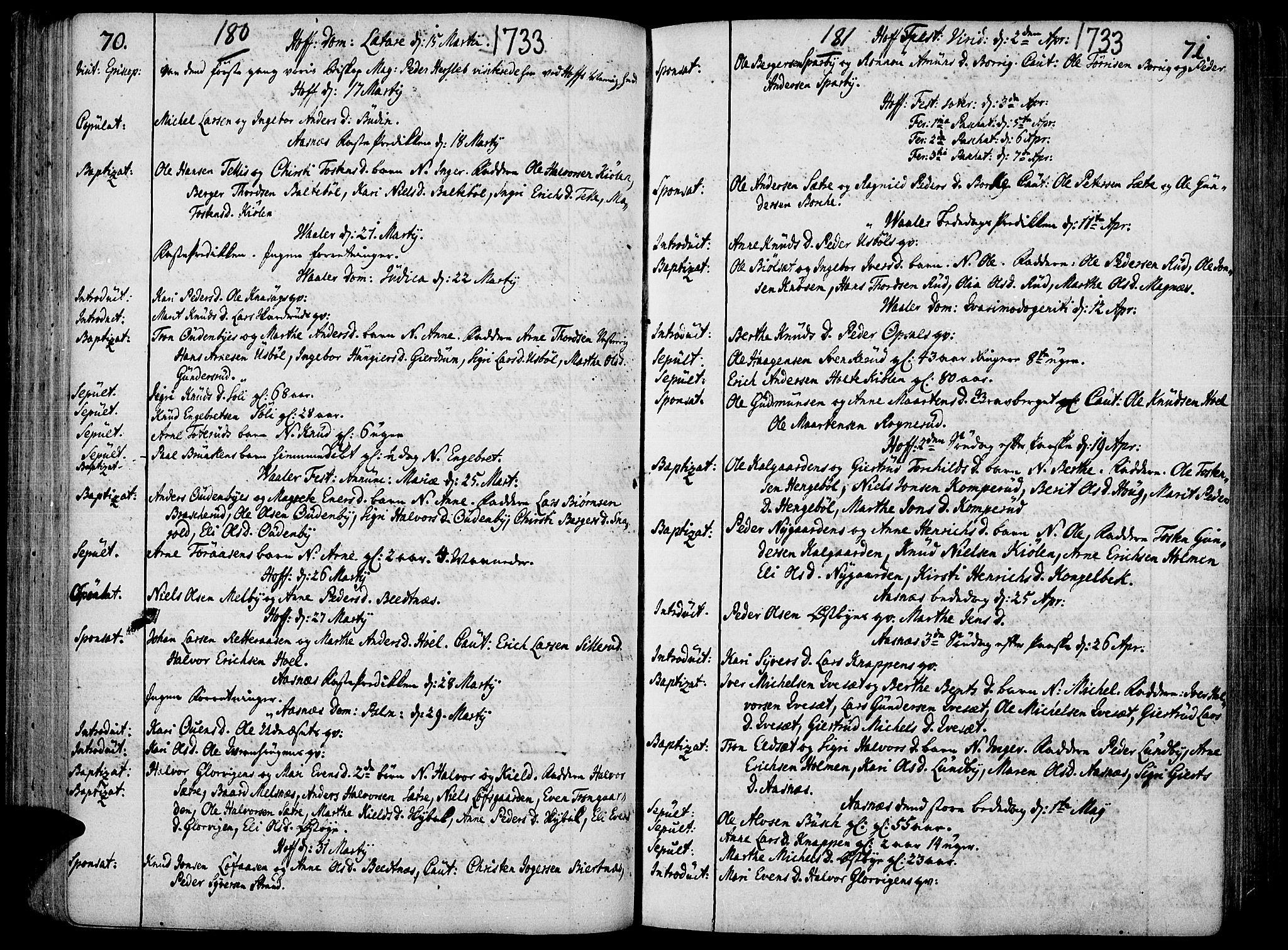 Hof prestekontor, AV/SAH-PREST-038/H/Ha/Haa/L0002: Ministerialbok nr. 2, 1720-1749, s. 180-181
