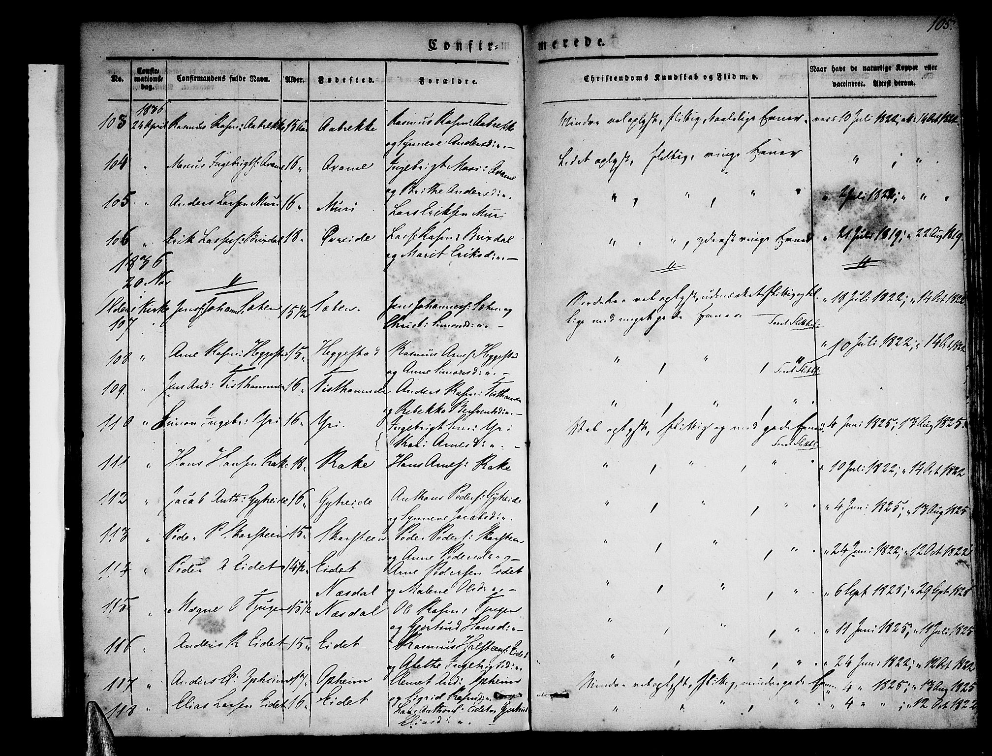 Stryn Sokneprestembete, AV/SAB-A-82501: Ministerialbok nr. A 1, 1832-1845, s. 105