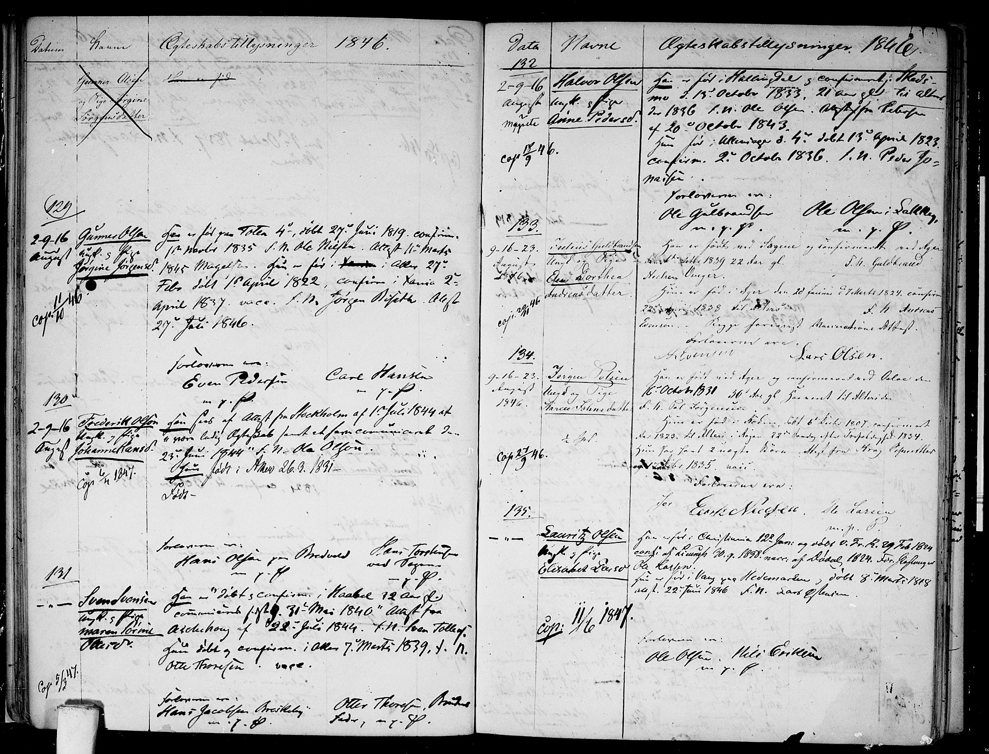Aker prestekontor kirkebøker, AV/SAO-A-10861/H/L0003: Lysningsprotokoll nr. 3, 1845-1848