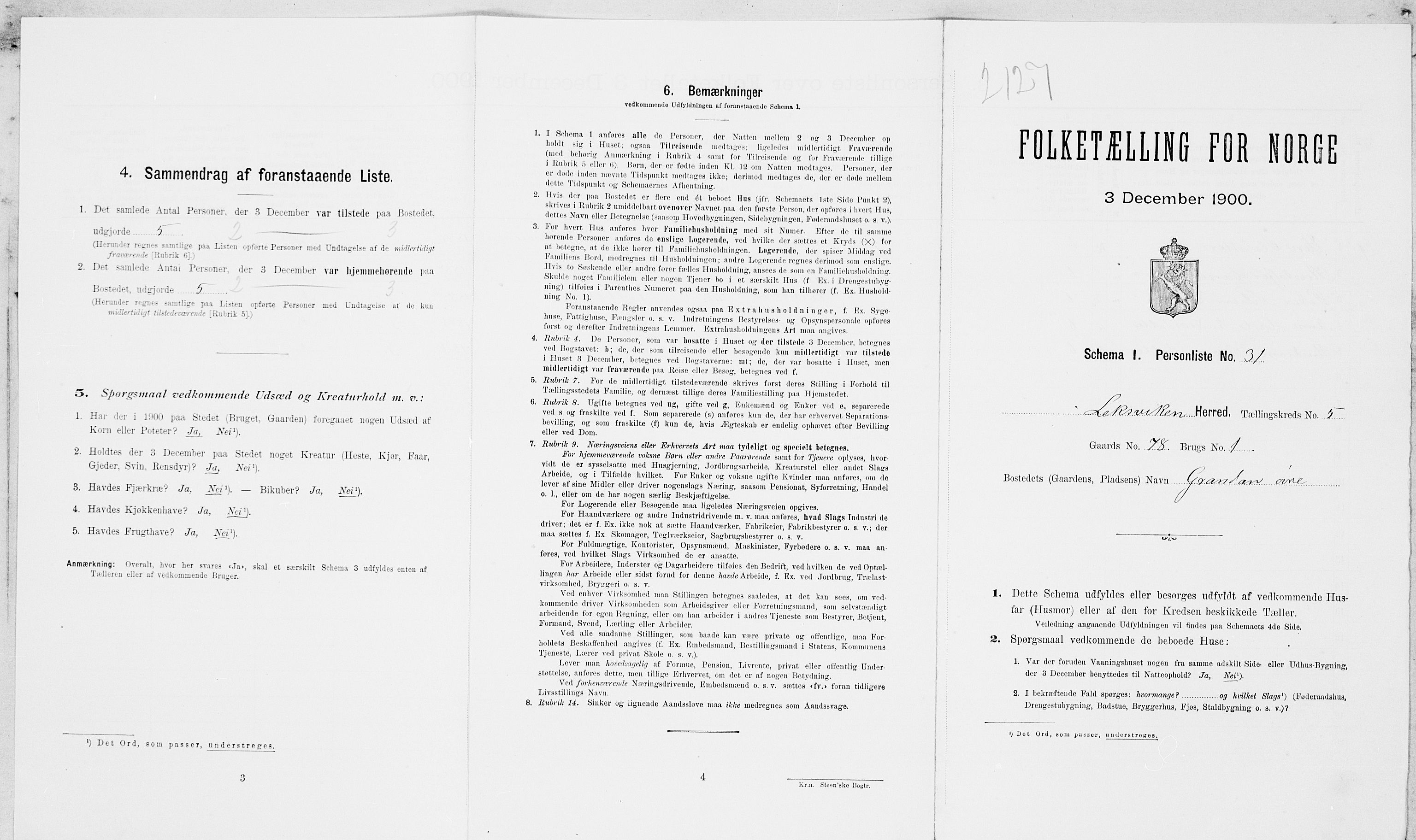 SAT, Folketelling 1900 for 1718 Leksvik herred, 1900, s. 713