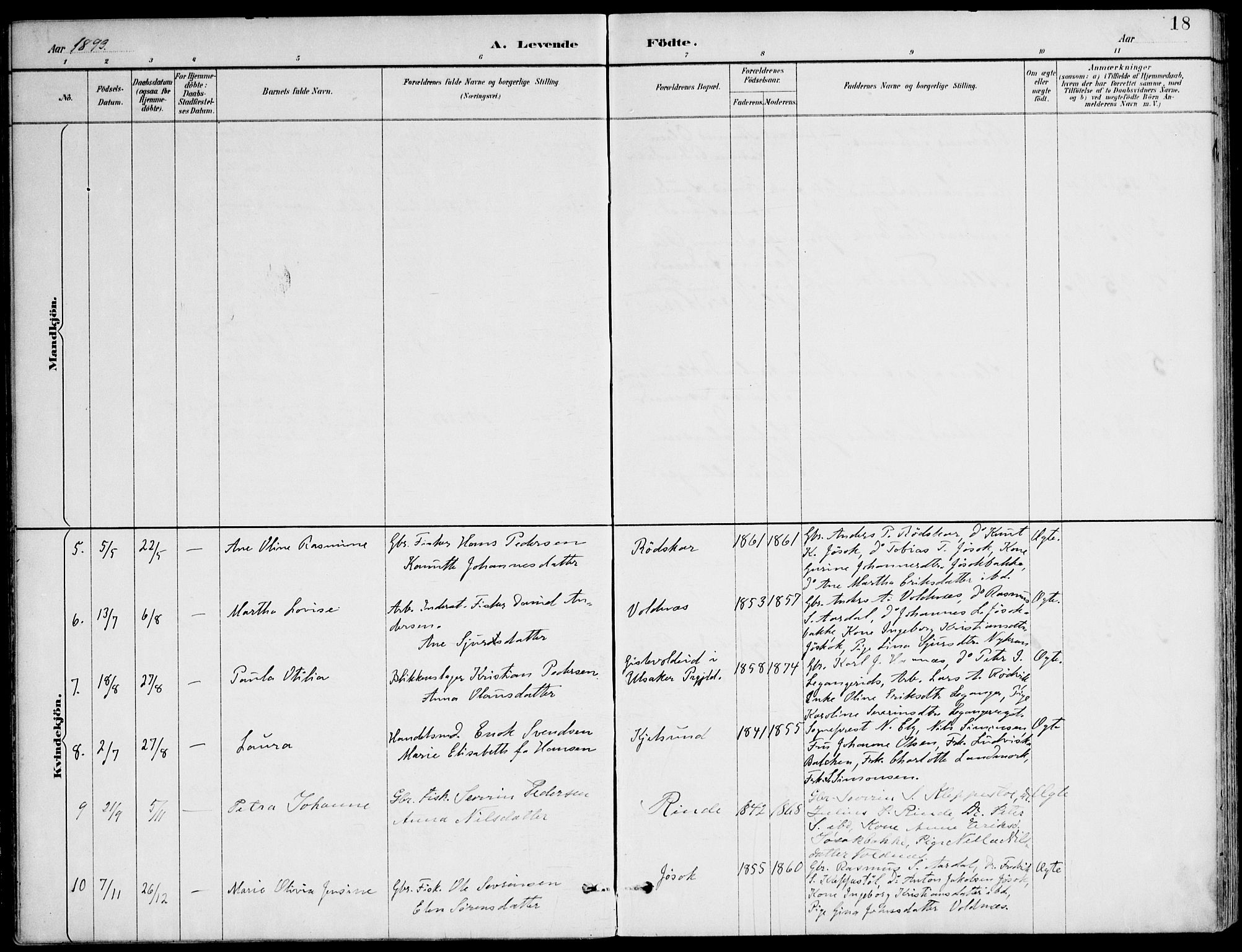 Ministerialprotokoller, klokkerbøker og fødselsregistre - Møre og Romsdal, AV/SAT-A-1454/508/L0095: Ministerialbok nr. 508A02, 1887-1920, s. 18