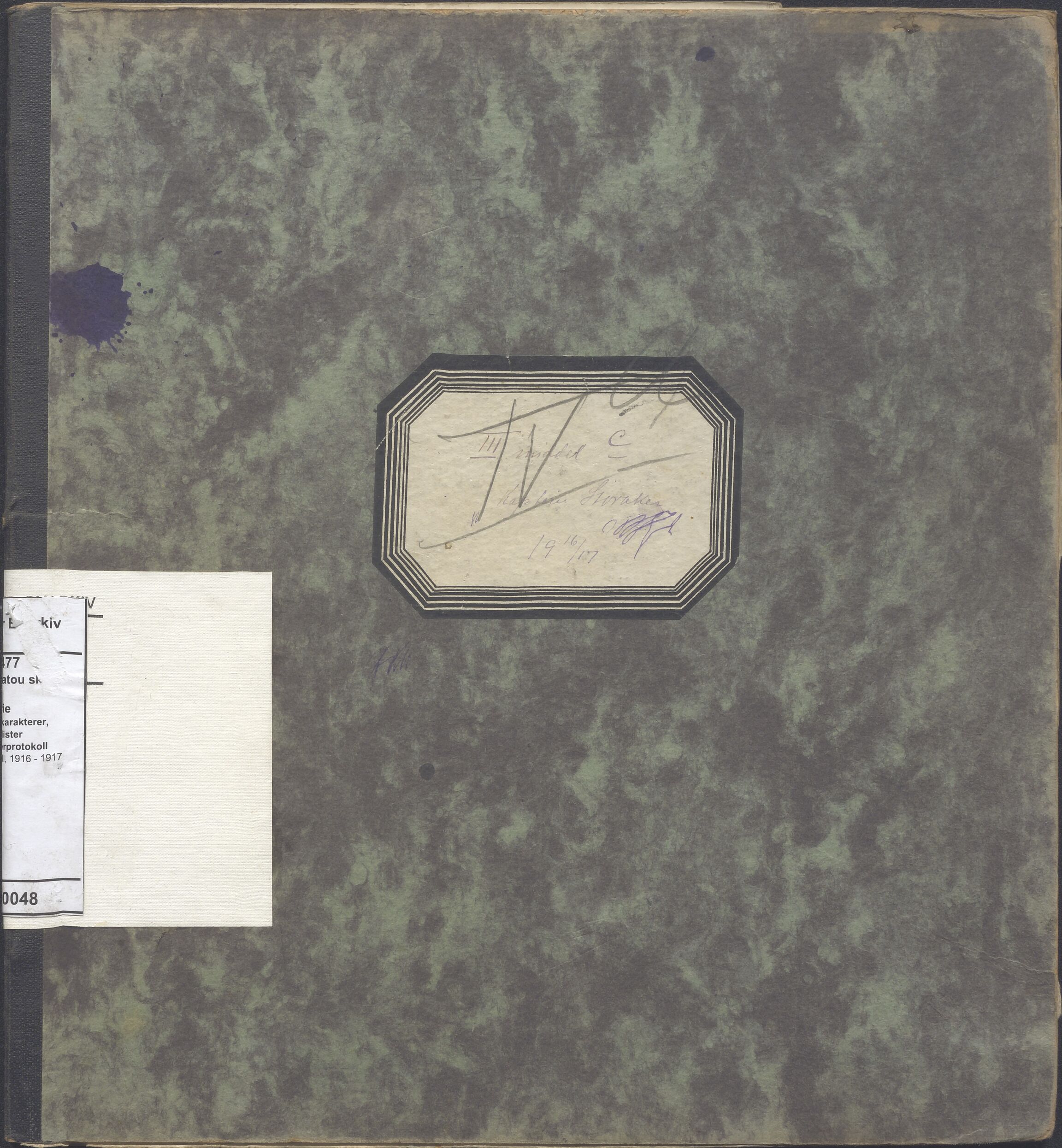 PA-0426, Platou skole, BYST/A-1477/G/Ga/L0048: Karakterprotokoll, 1916-1917