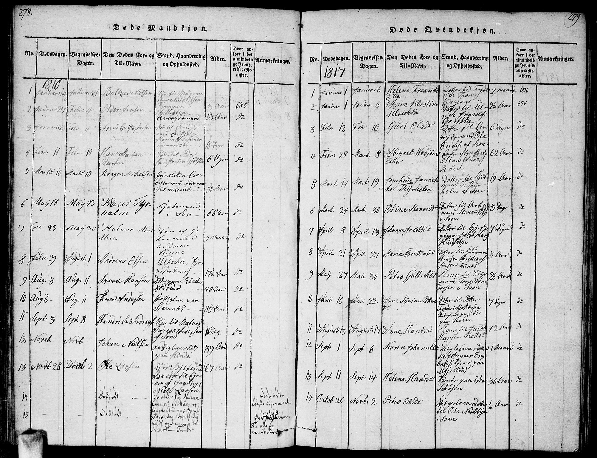 Vestby prestekontor Kirkebøker, AV/SAO-A-10893/F/Fa/L0005: Ministerialbok nr. I 5, 1814-1827, s. 278-279