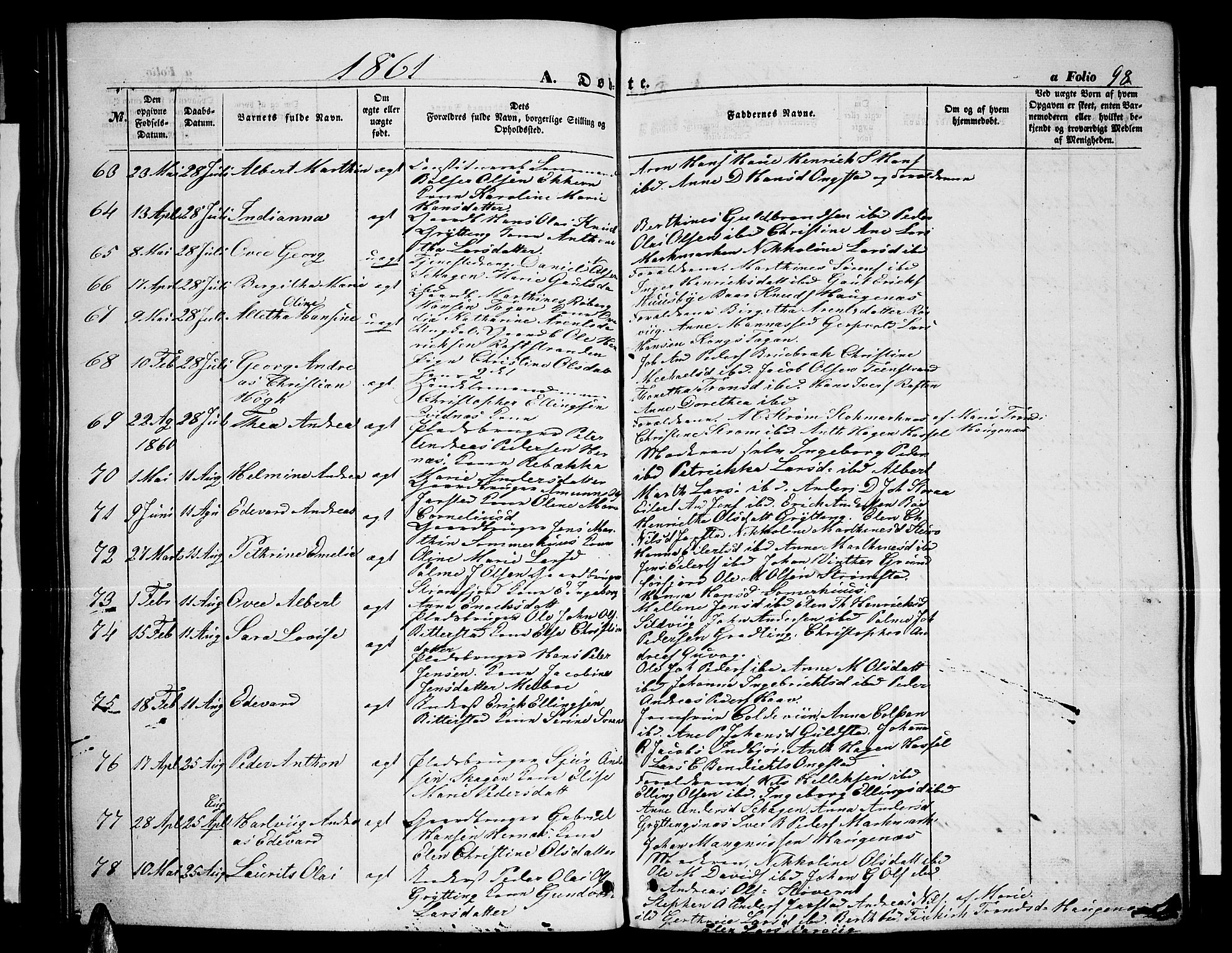Ministerialprotokoller, klokkerbøker og fødselsregistre - Nordland, AV/SAT-A-1459/888/L1265: Klokkerbok nr. 888C03, 1850-1863, s. 98