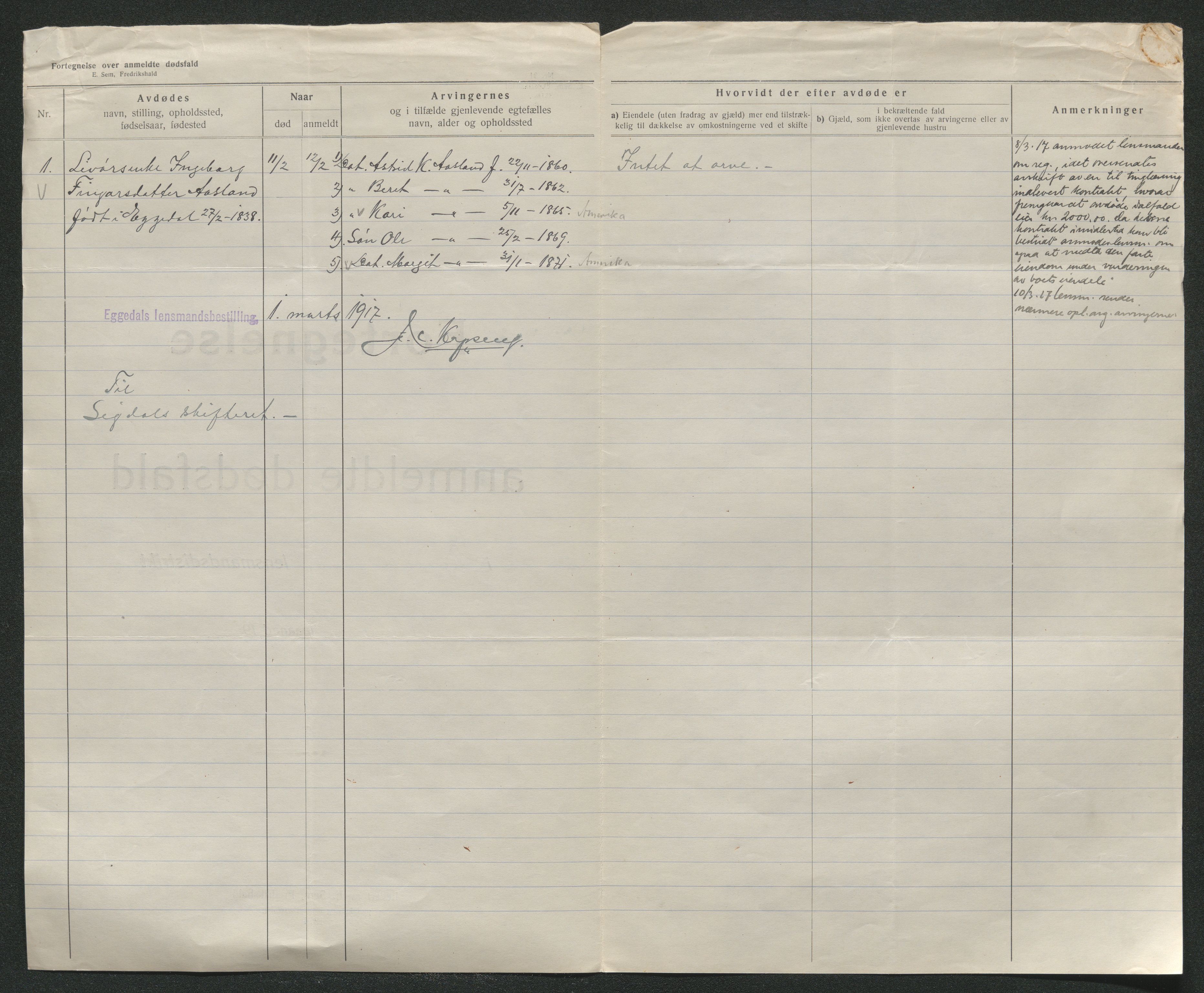 Eiker, Modum og Sigdal sorenskriveri, AV/SAKO-A-123/H/Ha/Hab/L0038: Dødsfallsmeldinger, 1916-1917, s. 734