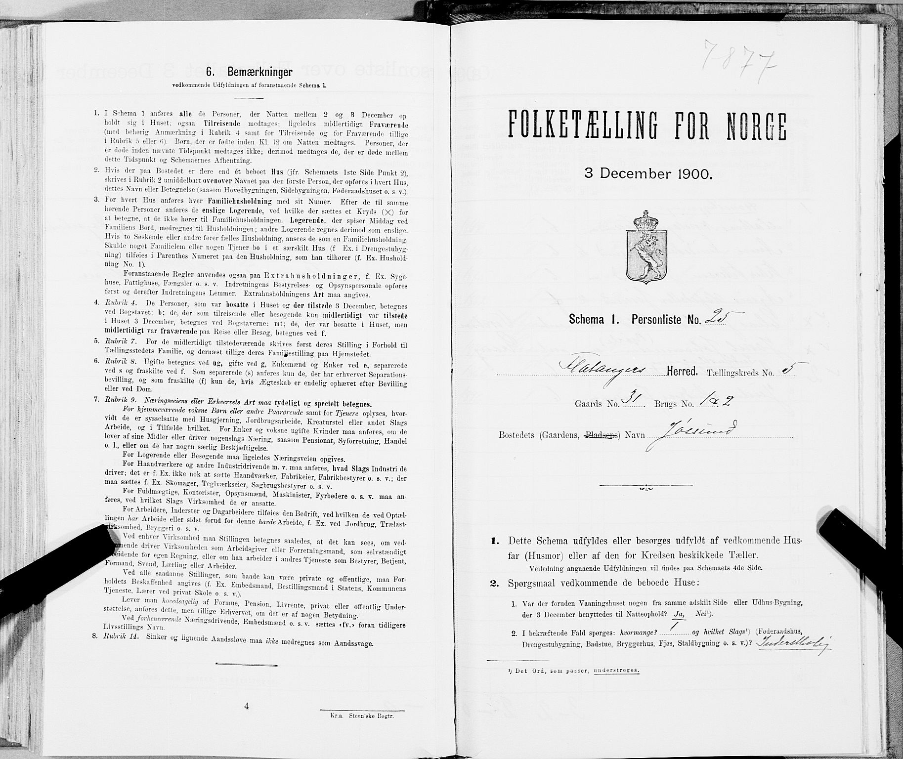 SAT, Folketelling 1900 for 1749 Flatanger herred, 1900, s. 765