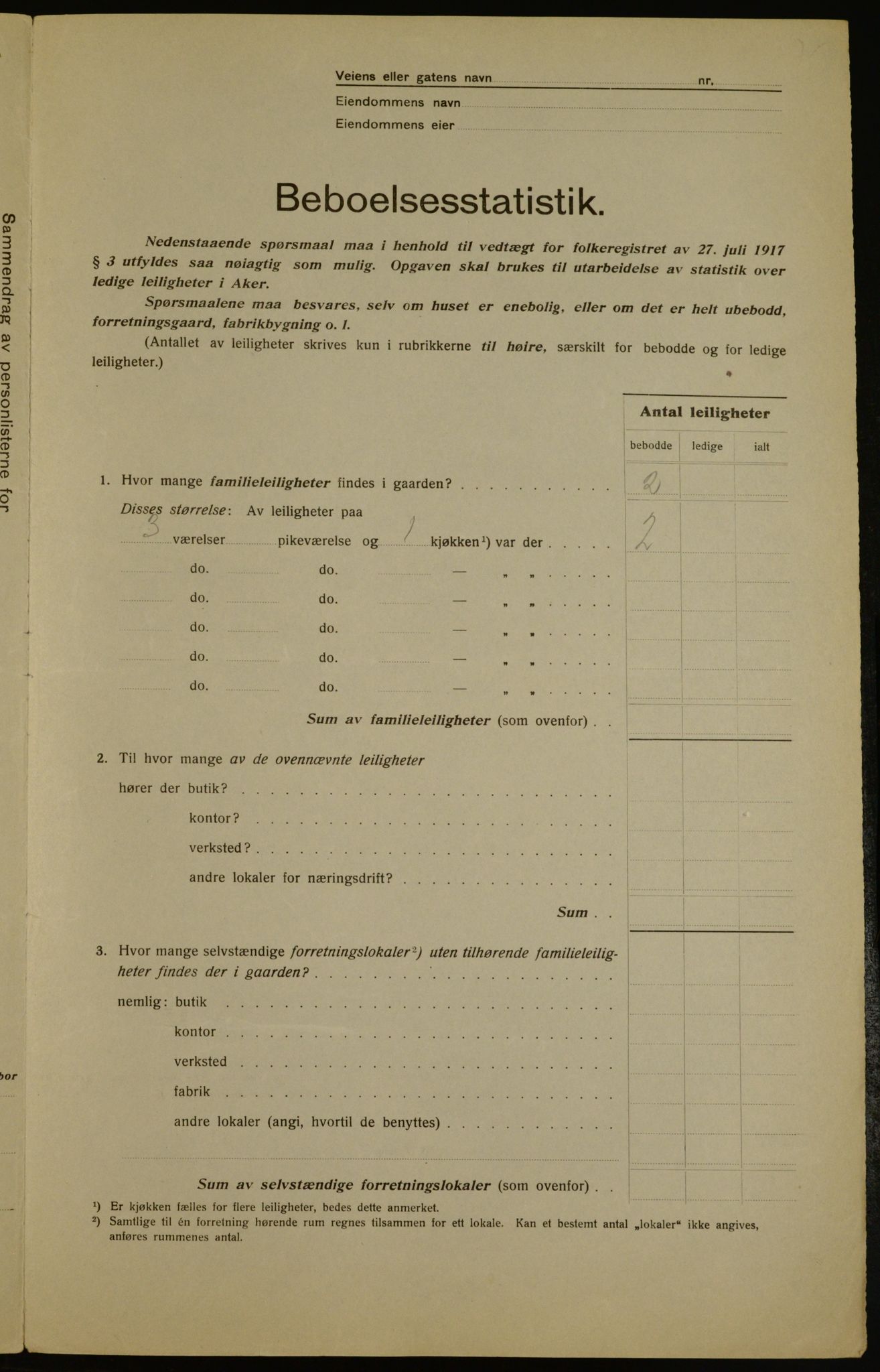 OBA, Kommunal folketelling 1.12.1917 for Aker, 1917, s. 14