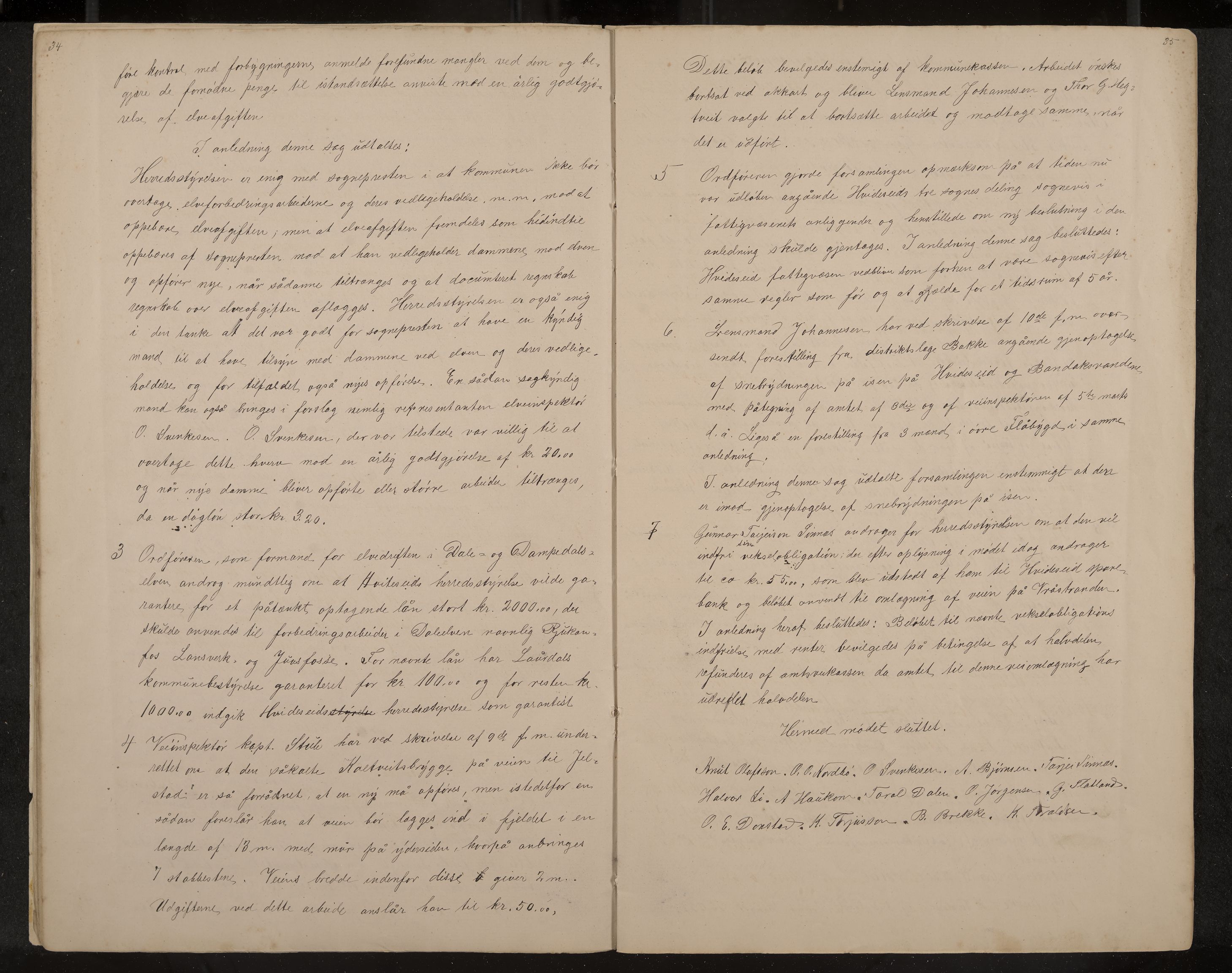 Kviteseid formannskap og sentraladministrasjon, IKAK/0829021/A/Aa/L0041: Utskrift av møtebok, 1882-1884, s. 34-35