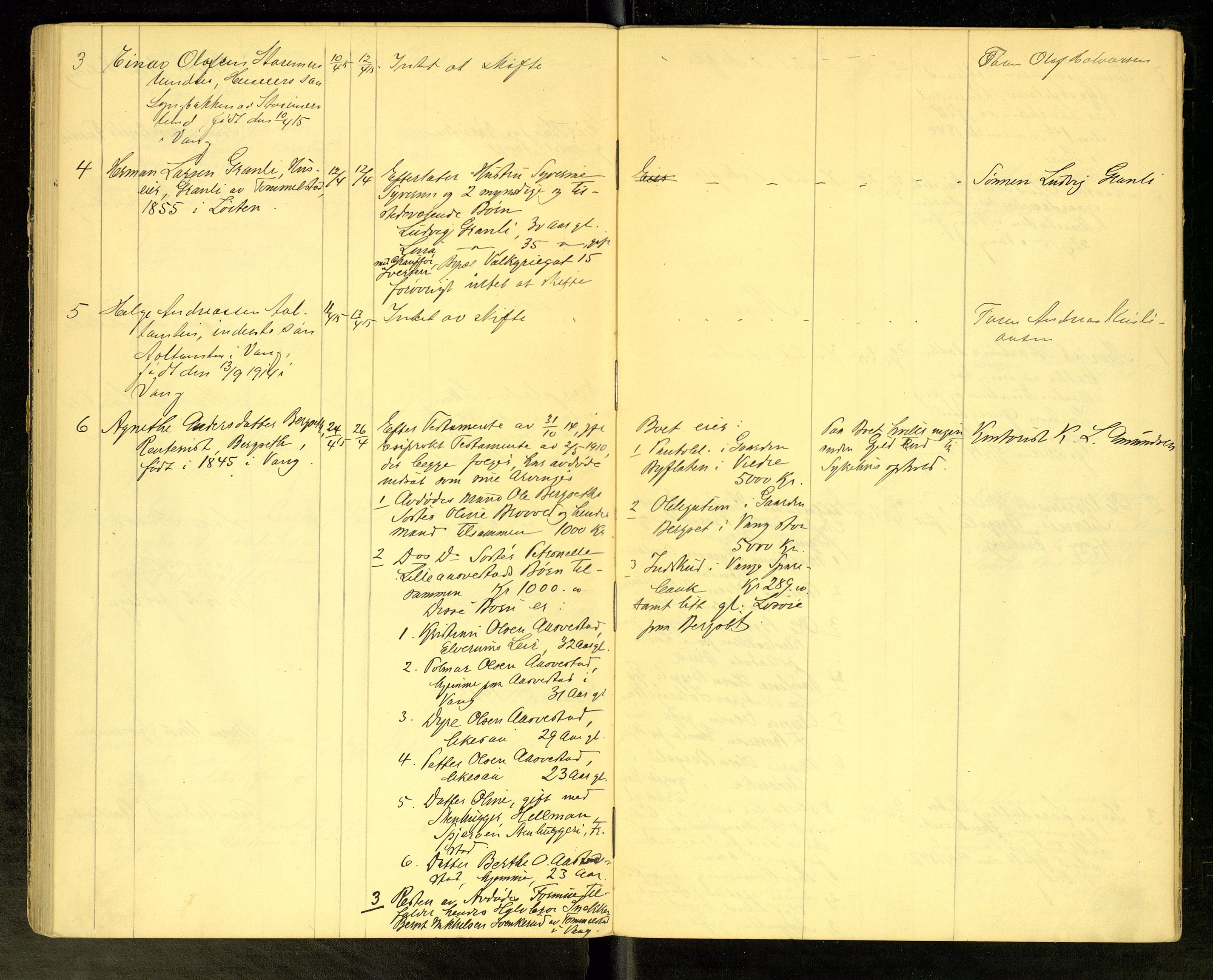 Vang, Hedmark, lensmannskontor, SAH/LHV-018/H/Ha/L0006: Dødsfallsprotokoll, 1908-1915