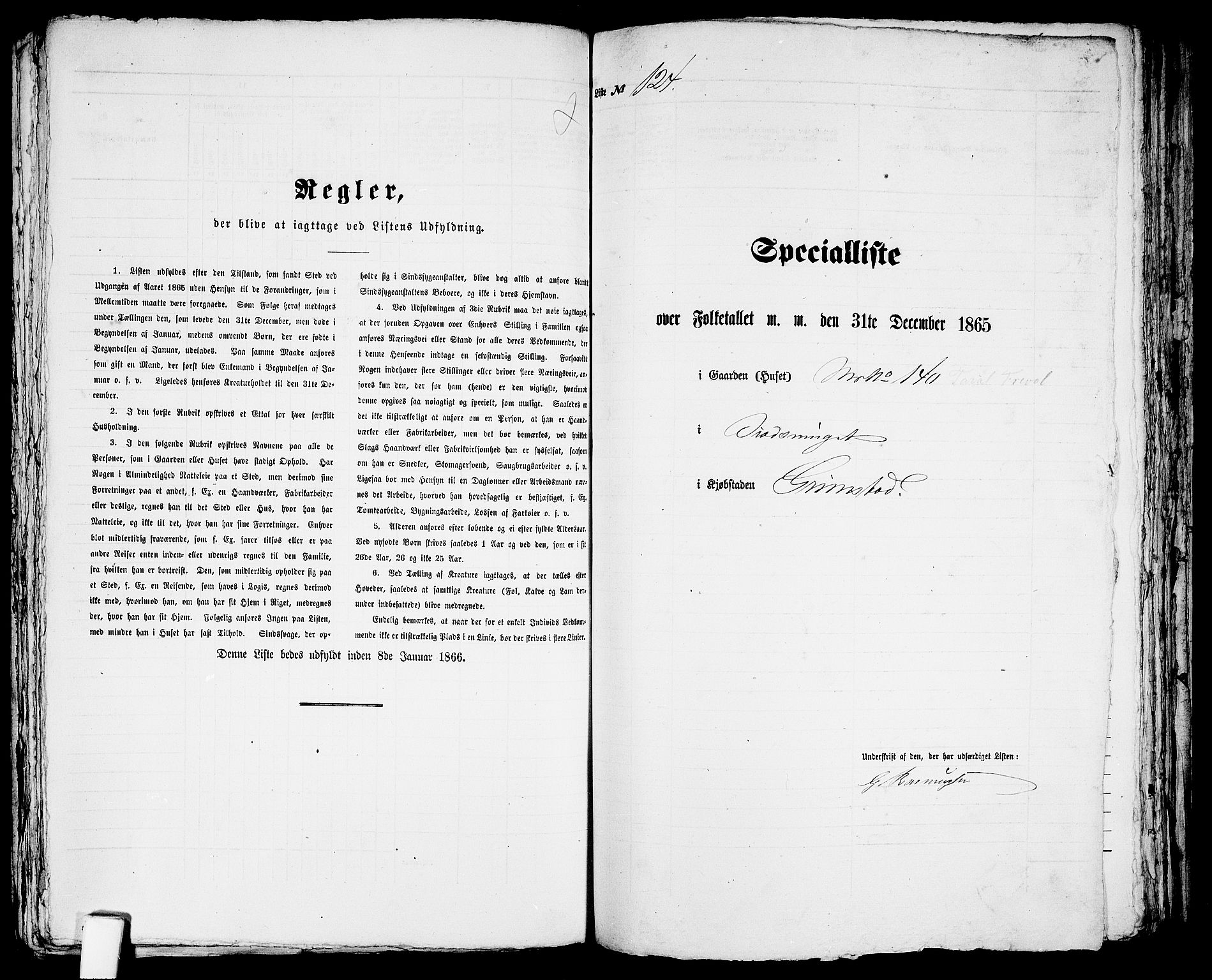 RA, Folketelling 1865 for 0904B Fjære prestegjeld, Grimstad kjøpstad, 1865, s. 253