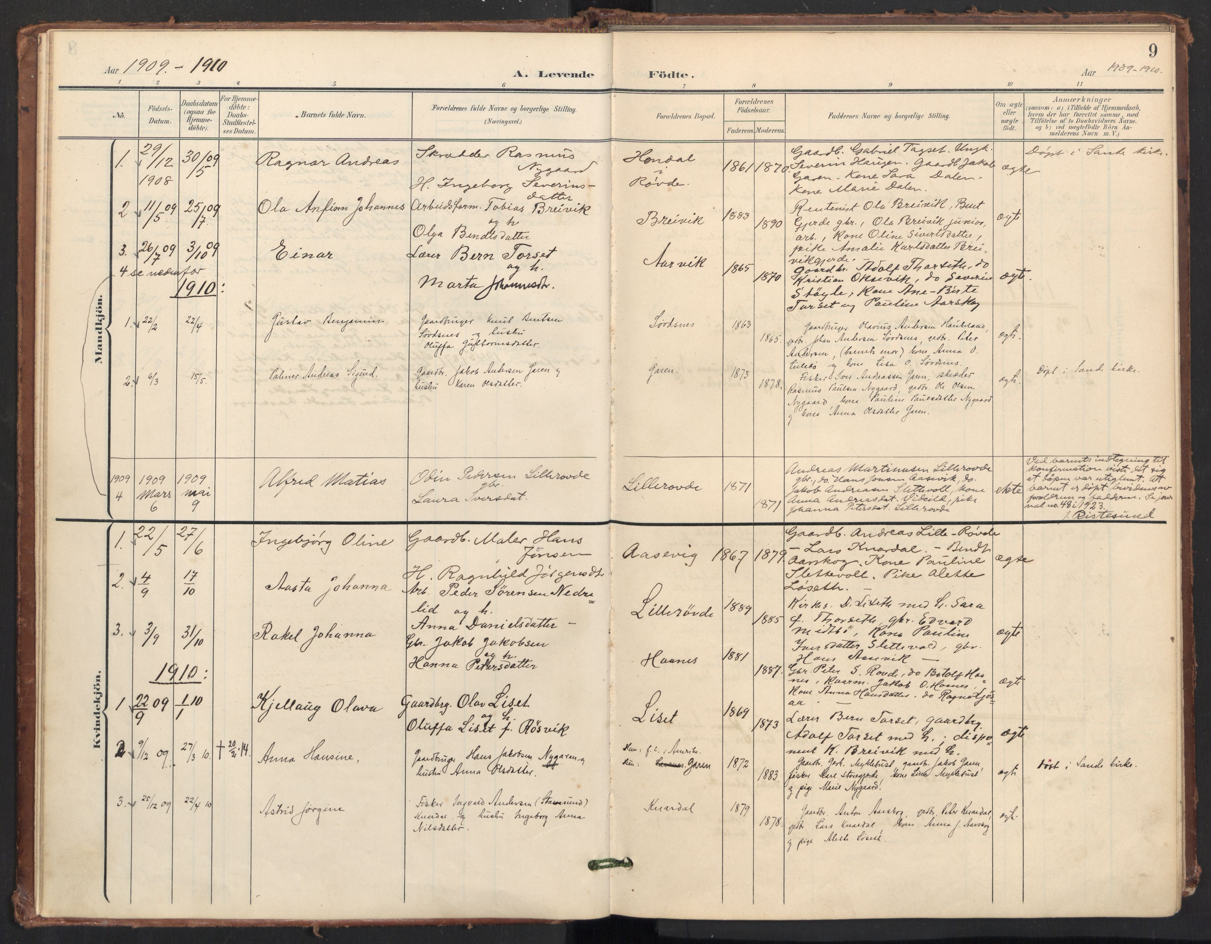 Ministerialprotokoller, klokkerbøker og fødselsregistre - Møre og Romsdal, AV/SAT-A-1454/504/L0057: Ministerialbok nr. 504A04, 1902-1919, s. 9