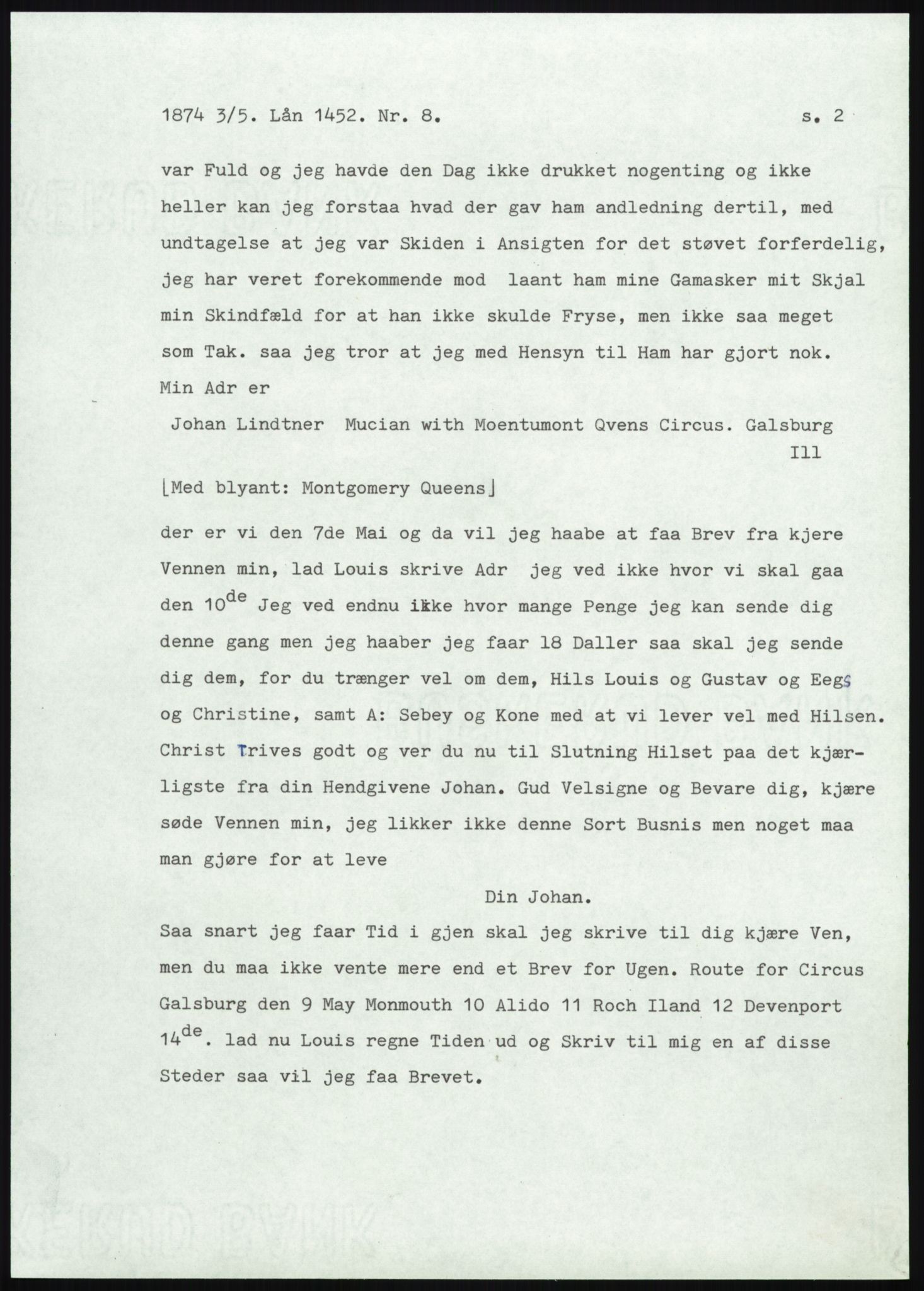 Samlinger til kildeutgivelse, Amerikabrevene, AV/RA-EA-4057/F/L0008: Innlån fra Hedmark: Gamkind - Semmingsen, 1838-1914, s. 147