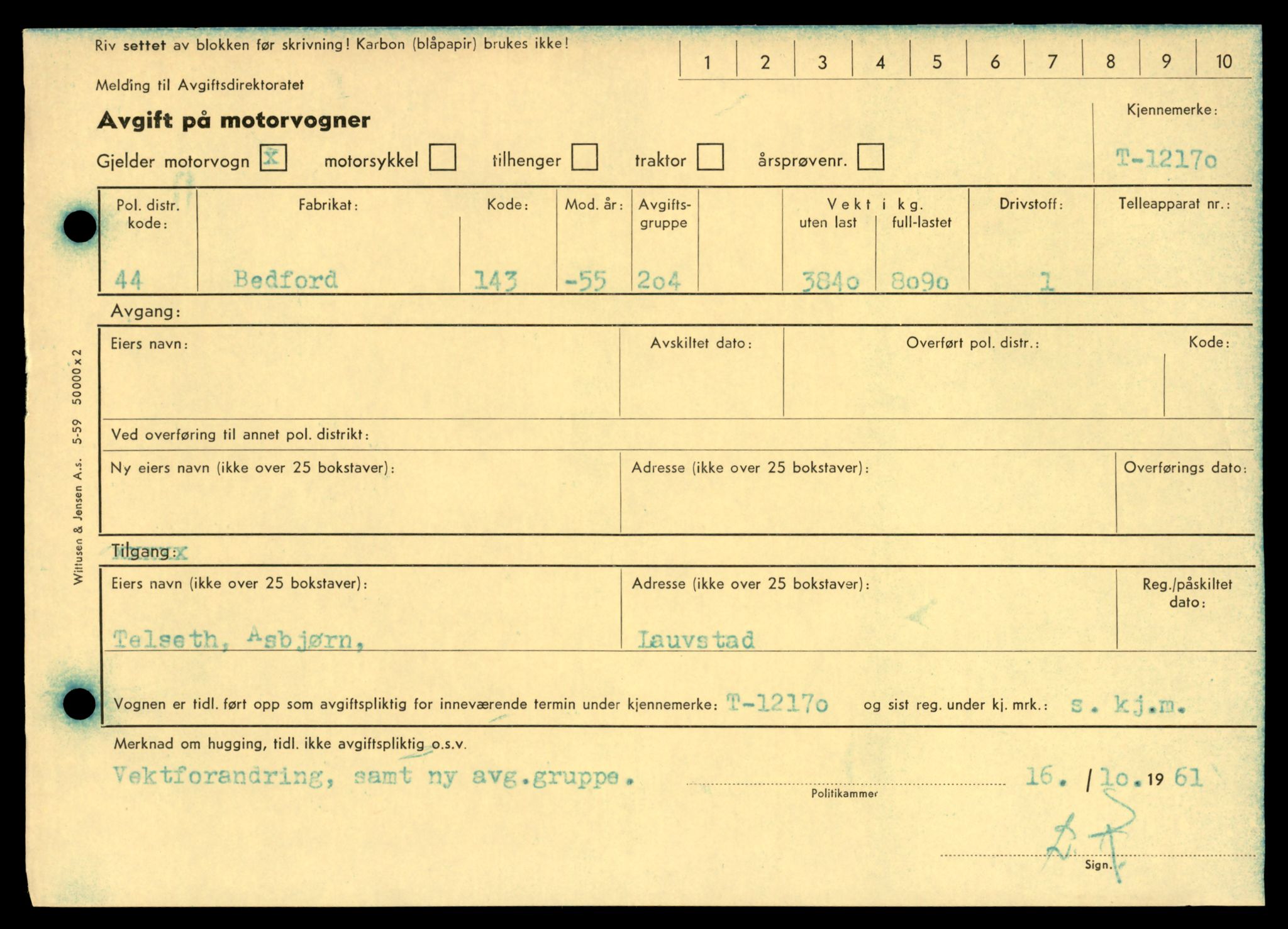 Møre og Romsdal vegkontor - Ålesund trafikkstasjon, AV/SAT-A-4099/F/Fe/L0032: Registreringskort for kjøretøy T 11997 - T 12149, 1927-1998, s. 327