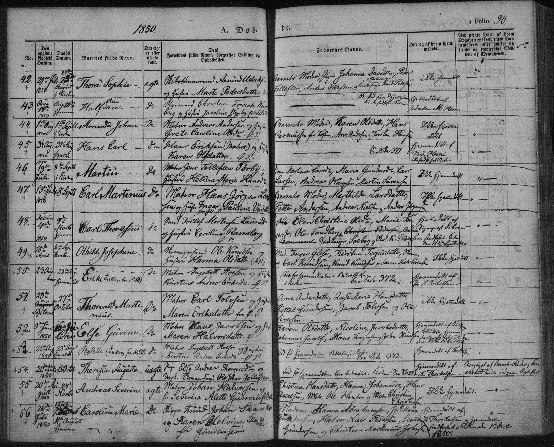 Porsgrunn kirkebøker , AV/SAKO-A-104/F/Fa/L0006: Ministerialbok nr. 6, 1841-1857, s. 90