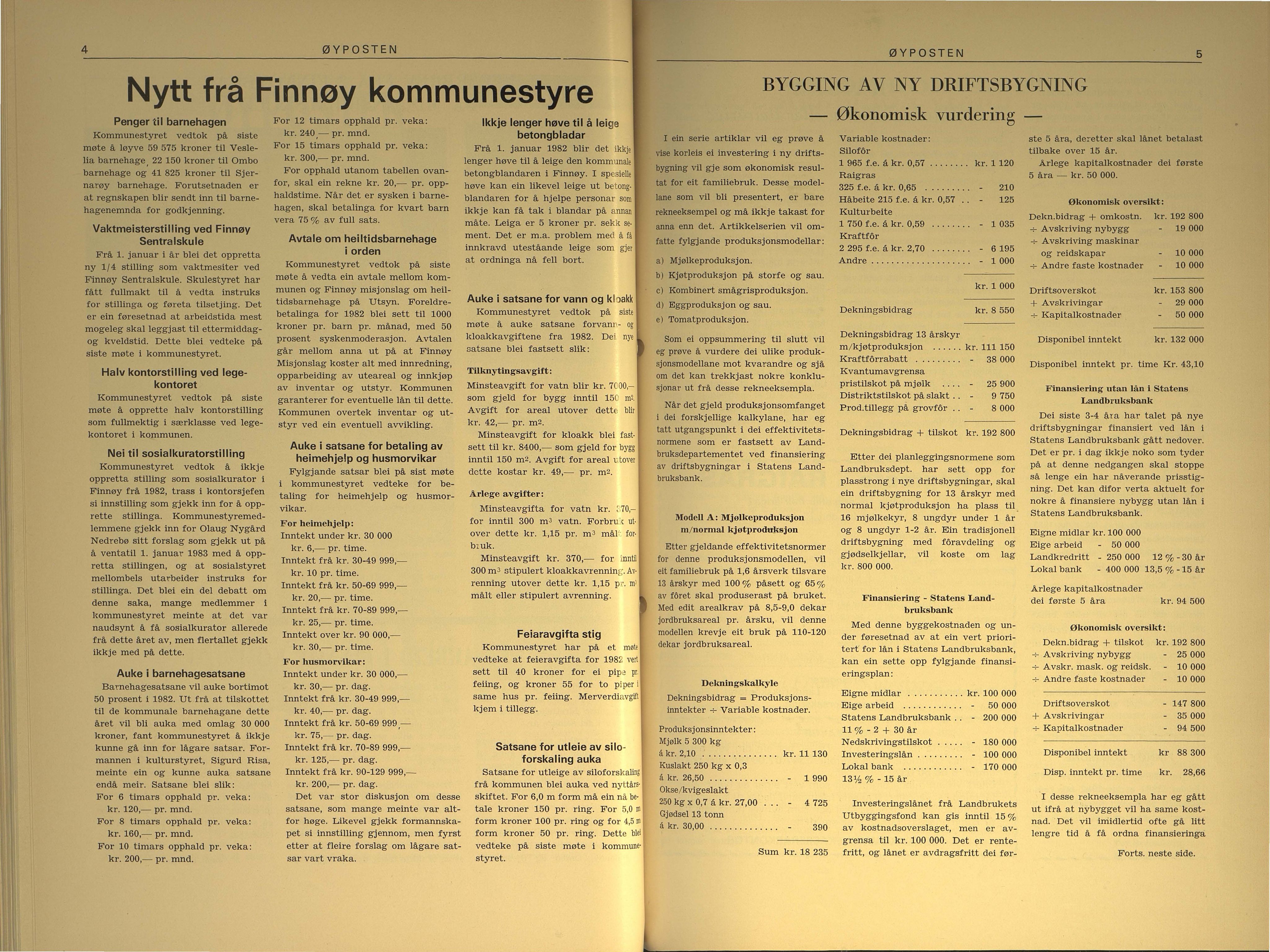 , Finnøy kommune, Øyposten, 1982, 1982